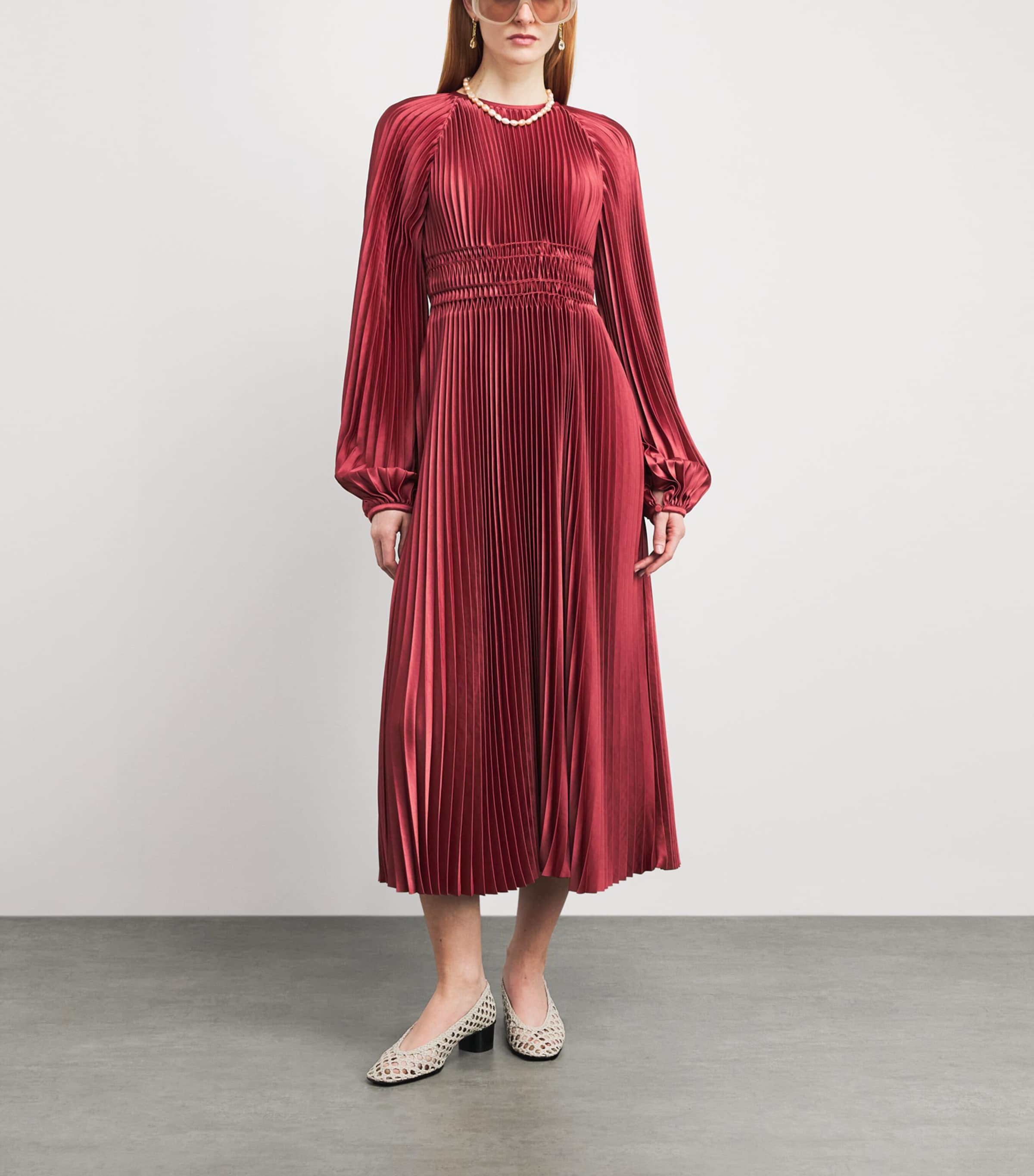 Ortiz Pleated Midi Dress MULBERRY Image 2