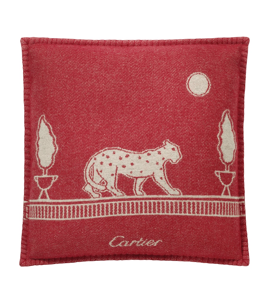 Merino Wool-Cashmere Panthère de Cartier Cushion (50cm x 50cm) RED Image 1