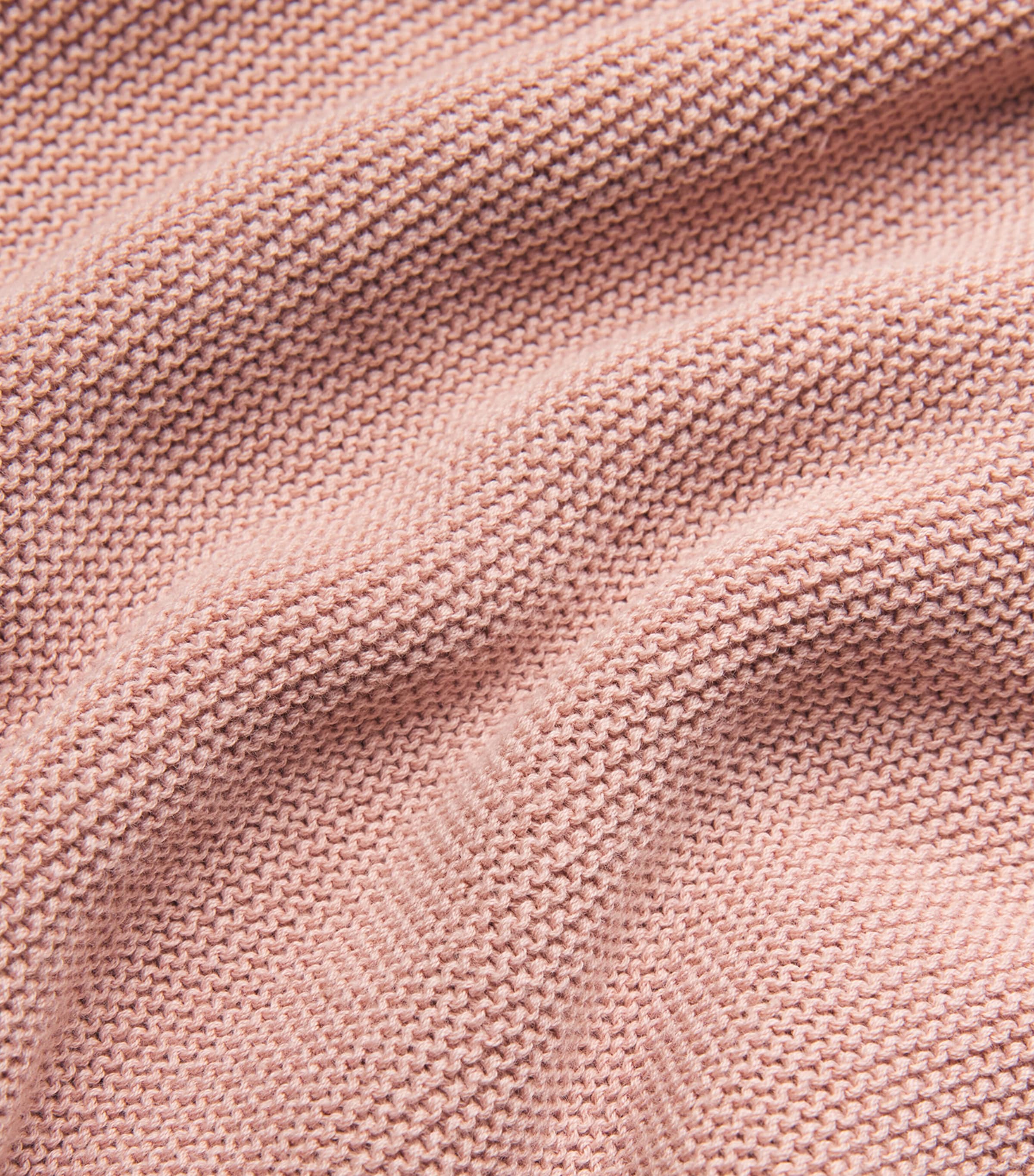 Cotton Crop-Sleeve Sweater POWDER Image 5