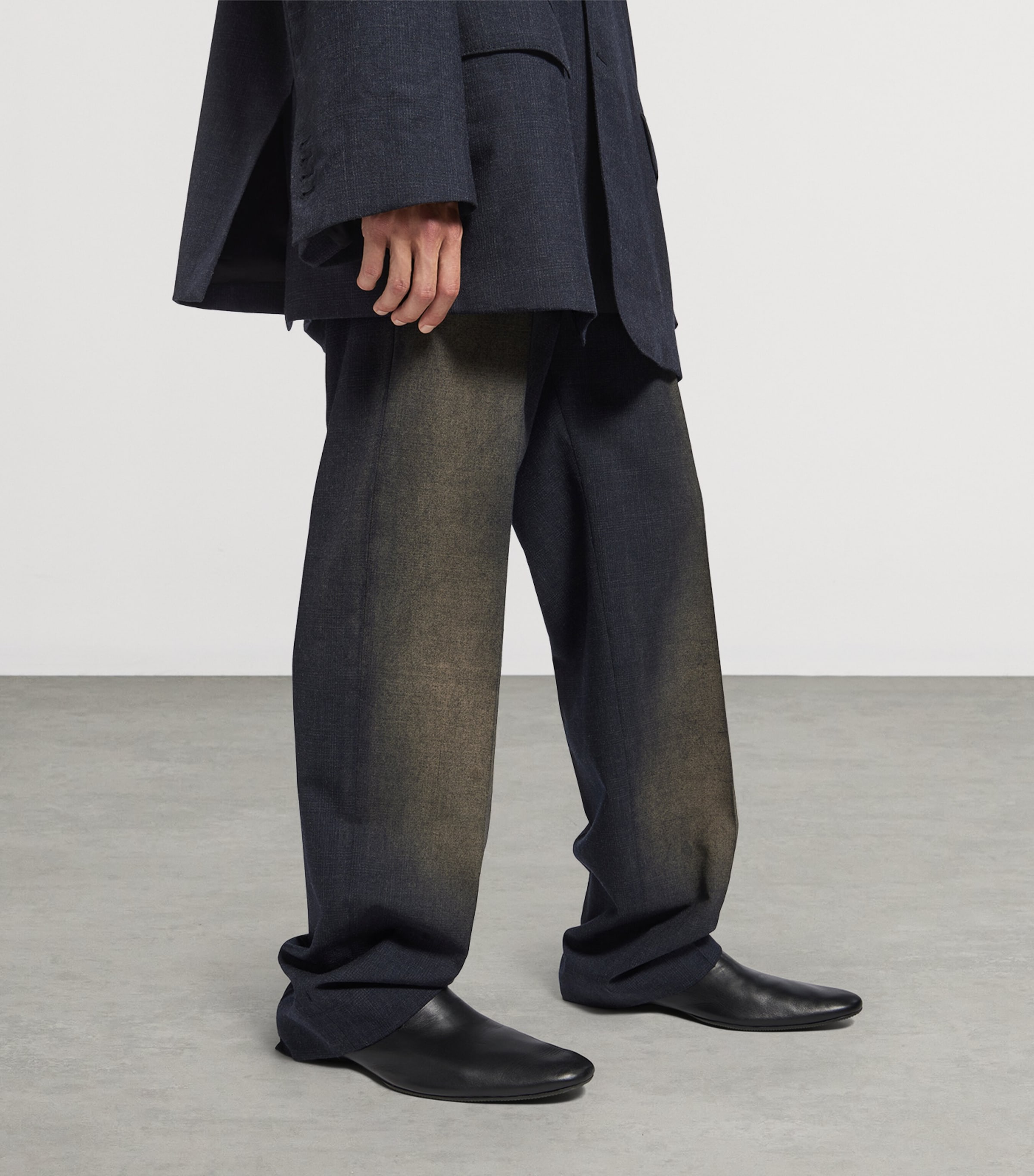 Wool Shadow Prince of Wales Wide-Leg Trousers 1140 Image 4