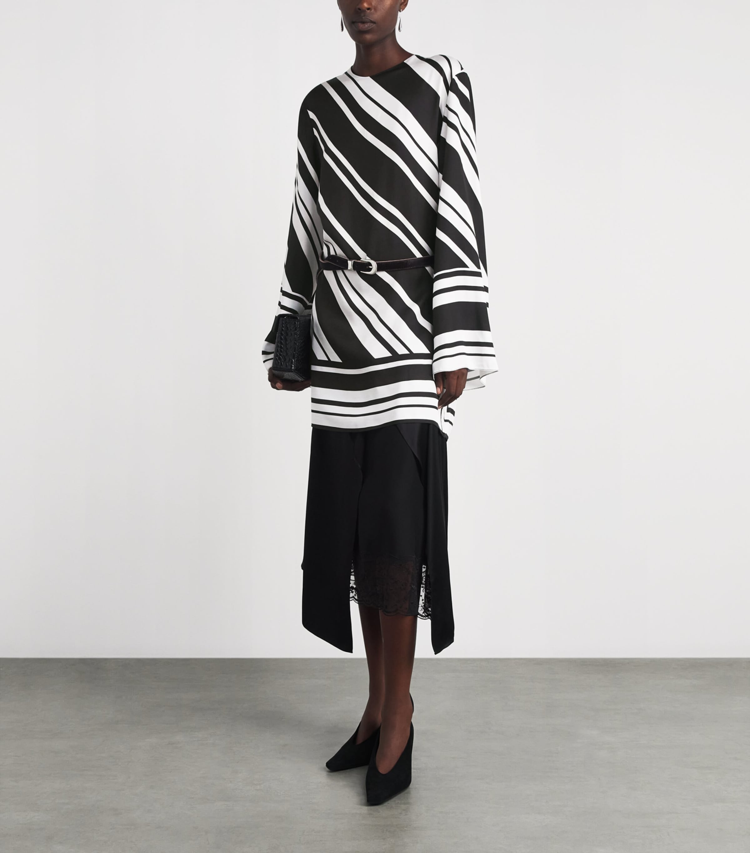 Brandon Maxwell Womens Stripe Leni Mini Dress Black/white Stripe Image 2