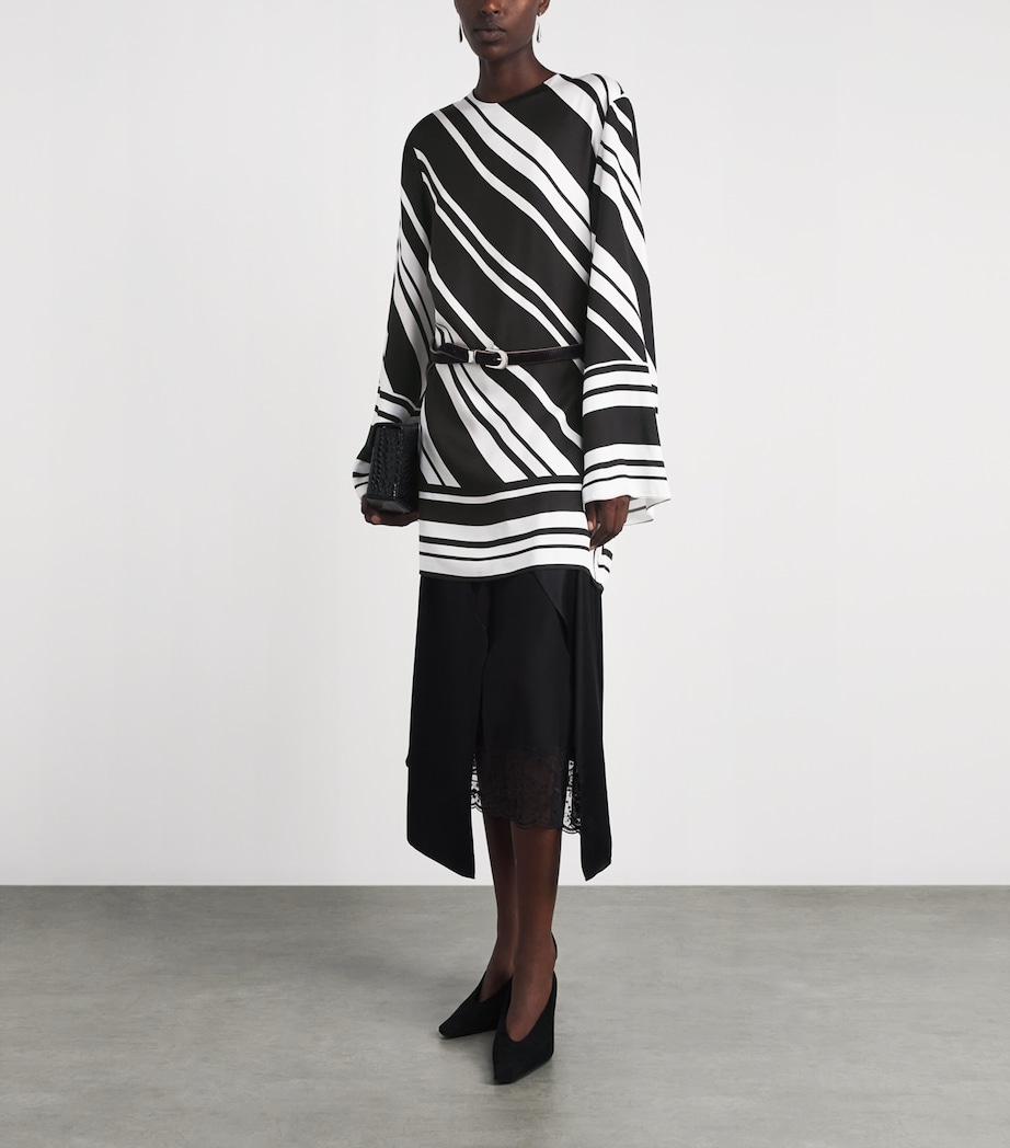 Brandon Maxwell Womens Stripe Leni Mini Dress Black/white Stripe Image 2