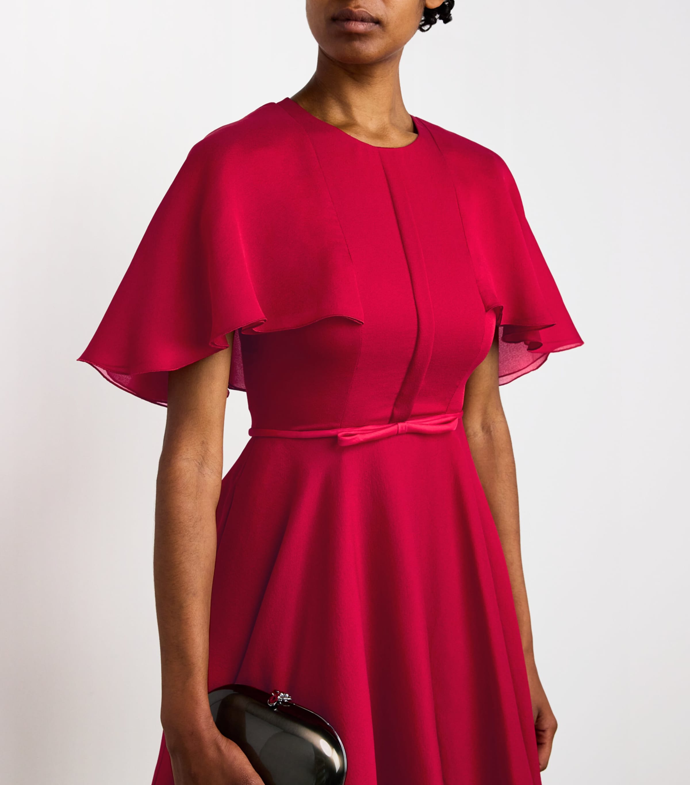 Silk Belted Mini Dress 6759 RED Image 4