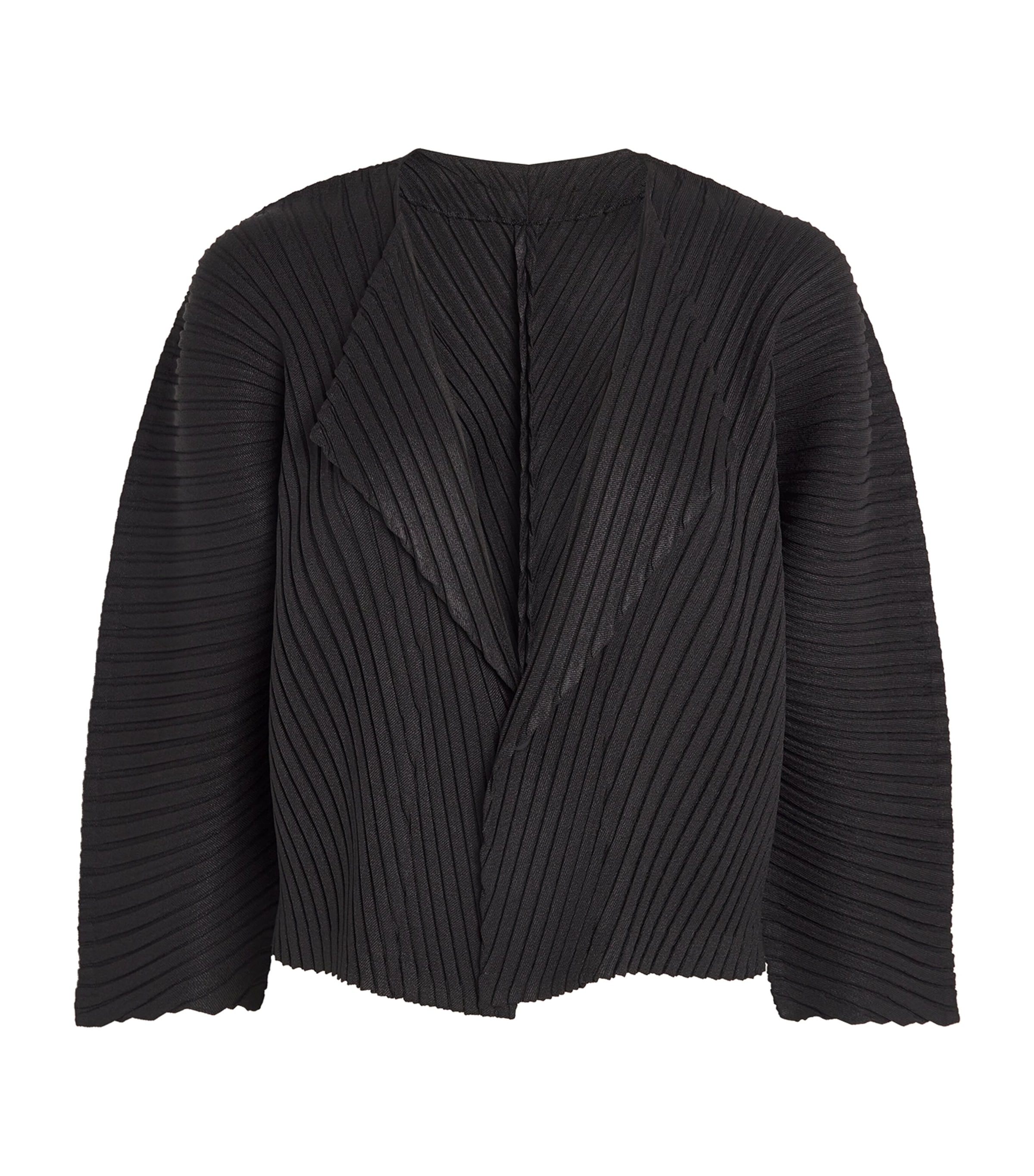 Issey Miyake Linen Like Pleats Cardigan In Black