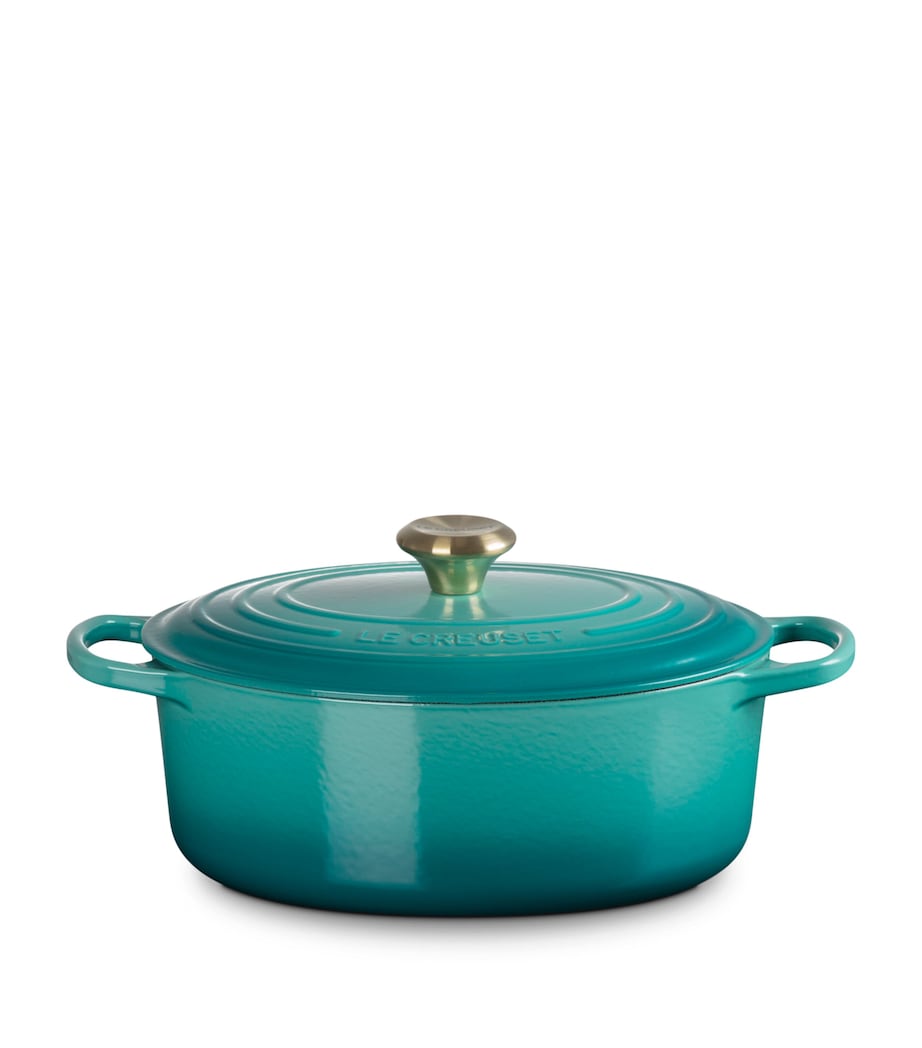 Le Creuset Cast Iron Oval Casserole Dish (29cm) Bleu Riviera Image 1