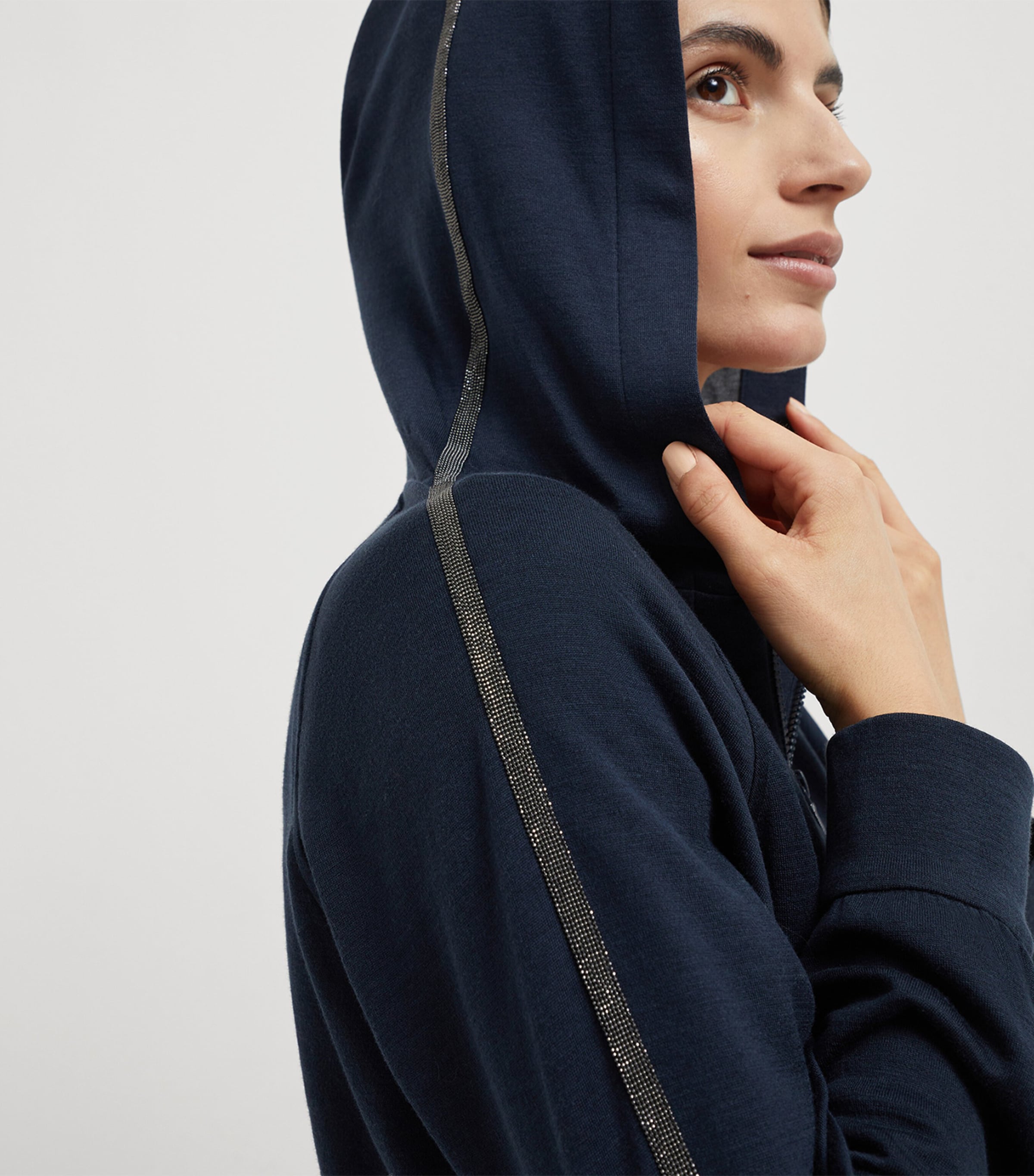 Cotton-Blend Two-Way Zip Hoodie C8366 Image 6