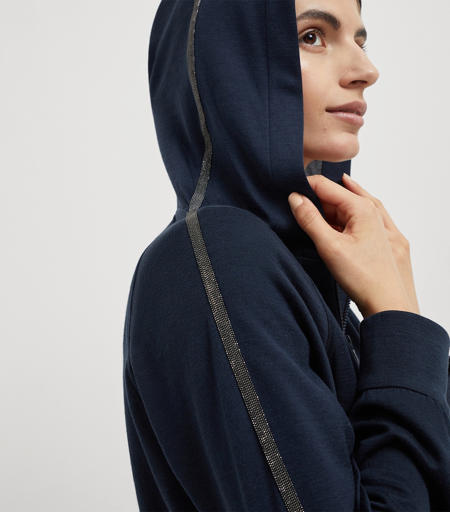 Cotton-Blend Two-Way Zip Hoodie C8366 Image 6