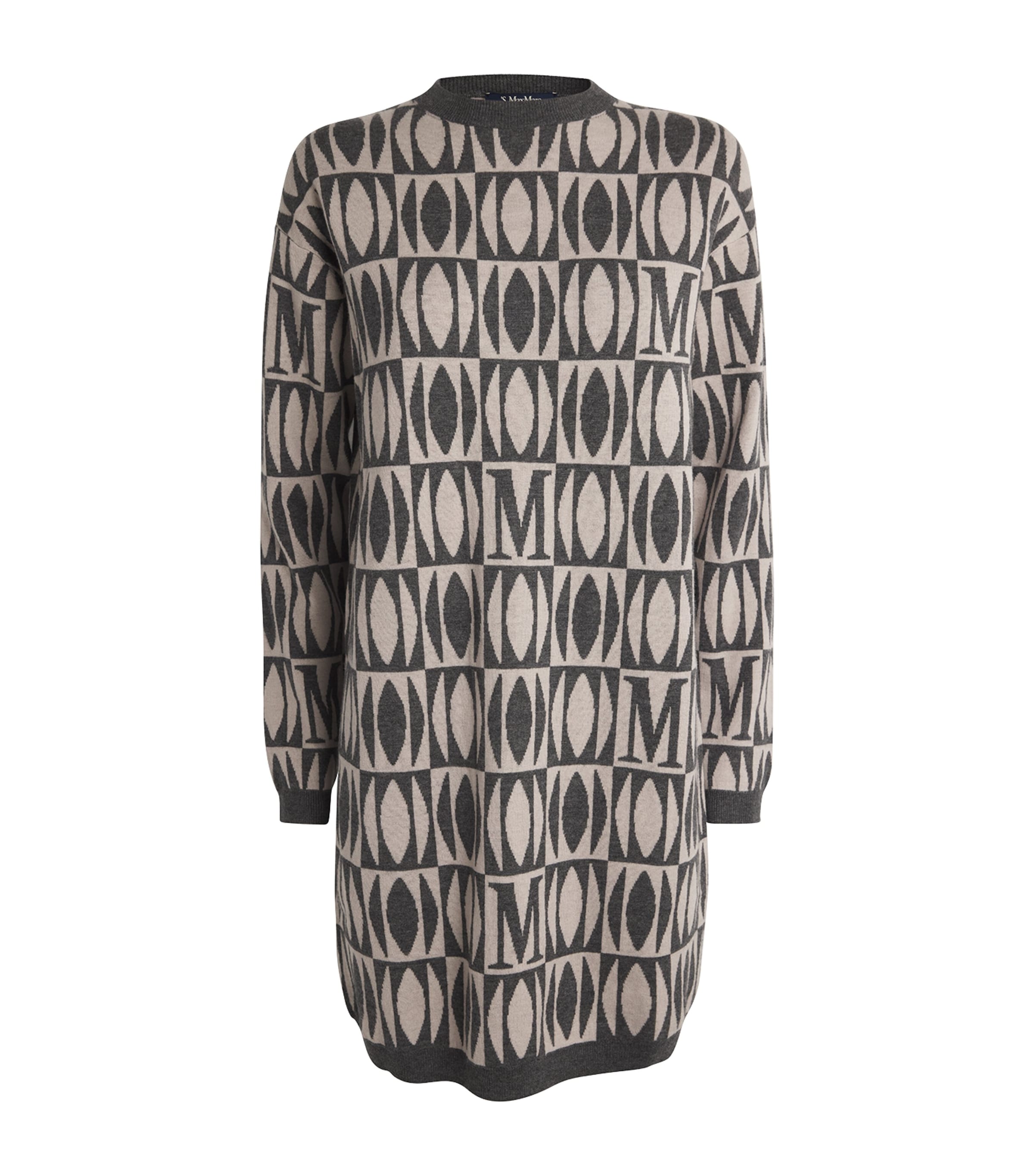 Max Mara Wool-cashmere Mini Dress In Grey