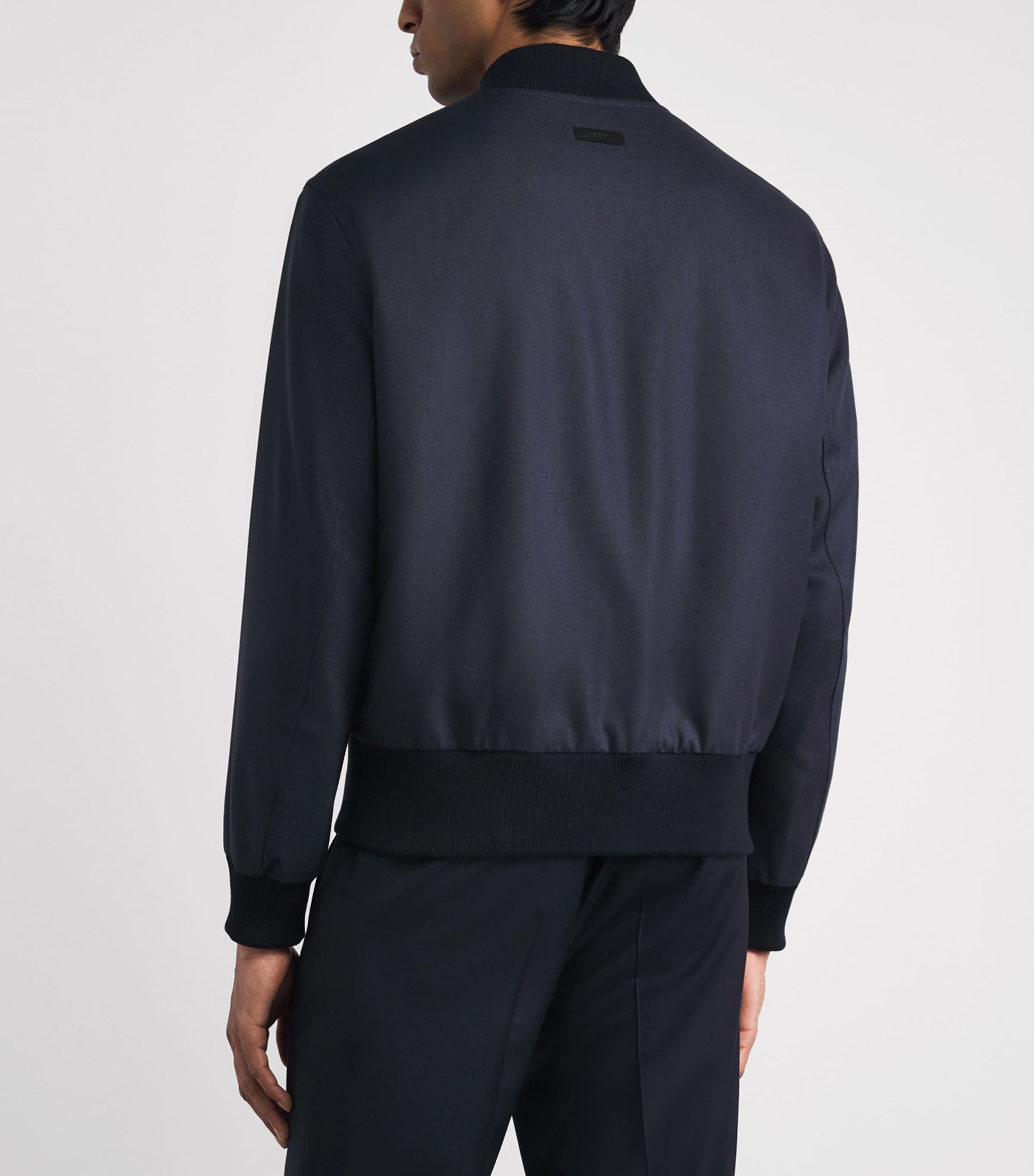 Lardini Mens Cashmere-Blend Bomber Jacket Navy Image 5