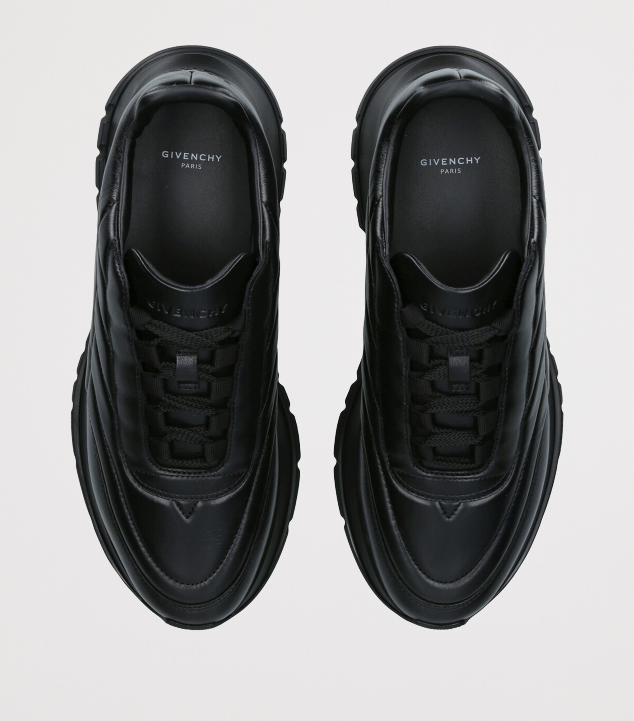 Padded Leather Sneakers BLACK Image 4