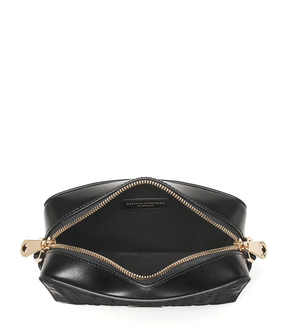 Leather Slot Weave Camera Bag BLACK Image 4