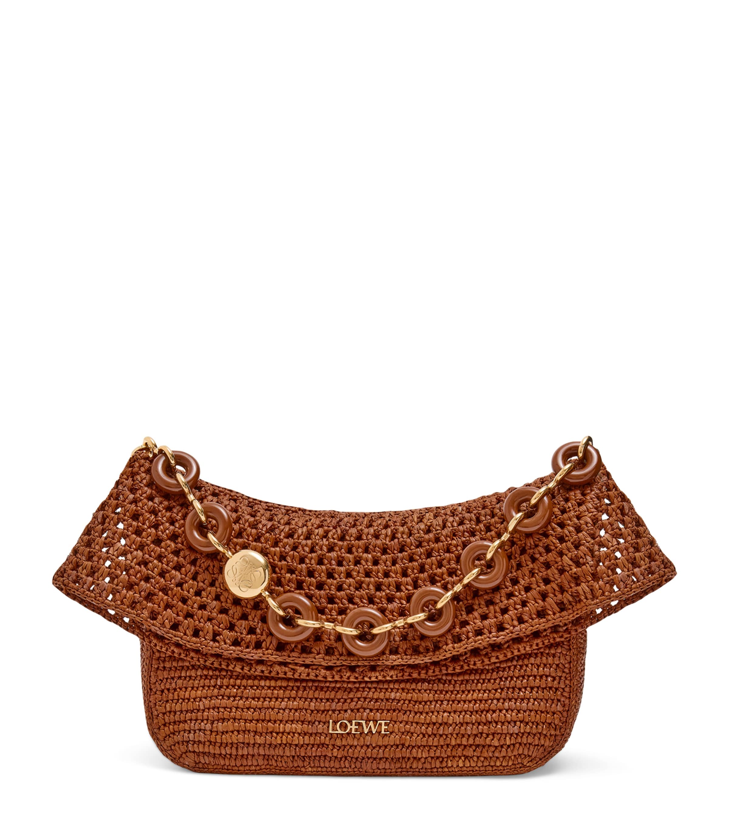 Loewe X Paula's Ibiza Medium Raffia Ola Shoulder Bag In Beige