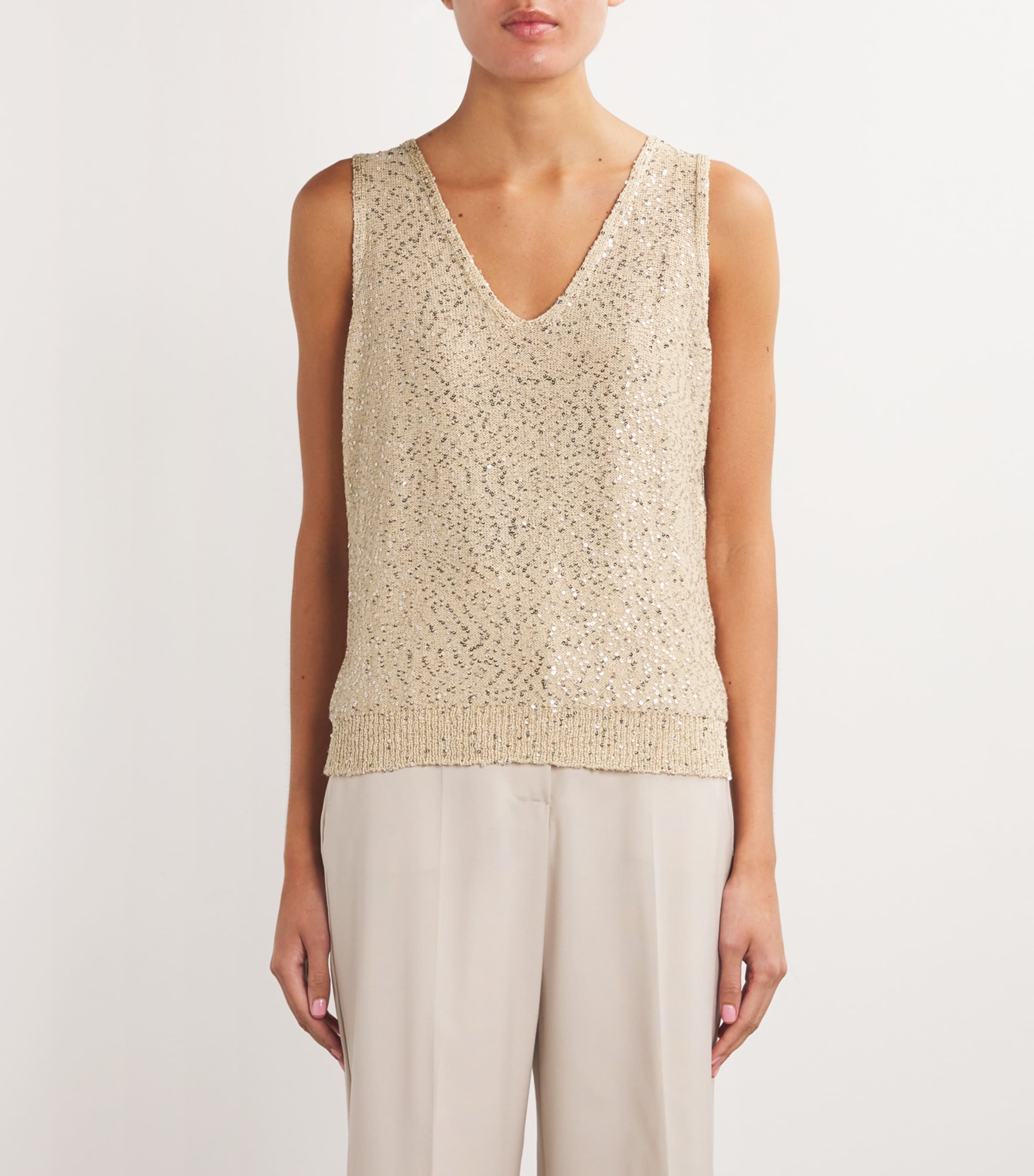 Sequinned Knitted Tank Top SILVER Image 3