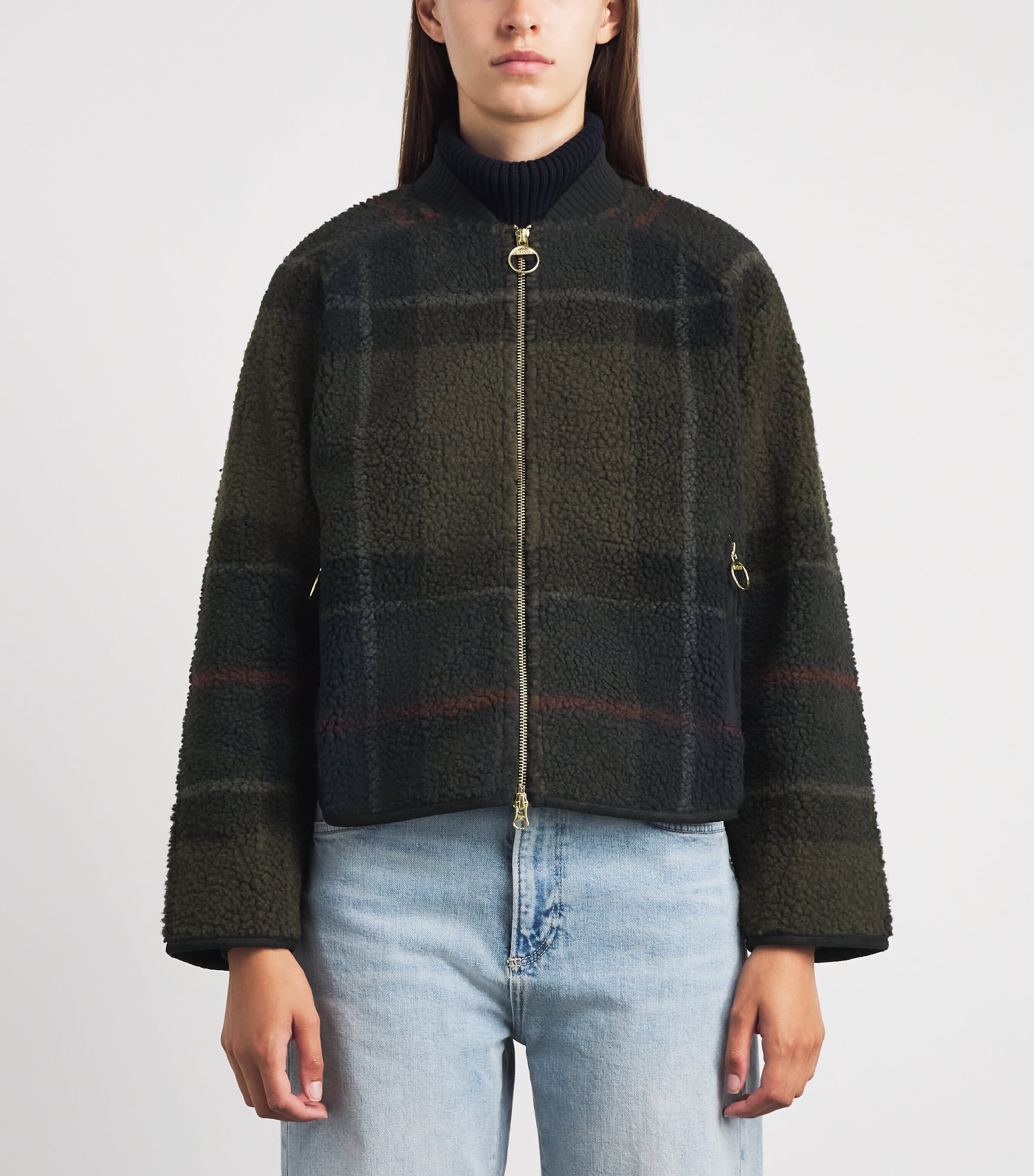 Barbour Womens Fleece Kirklees Jacket Shadow Clasc Tartan Image 4