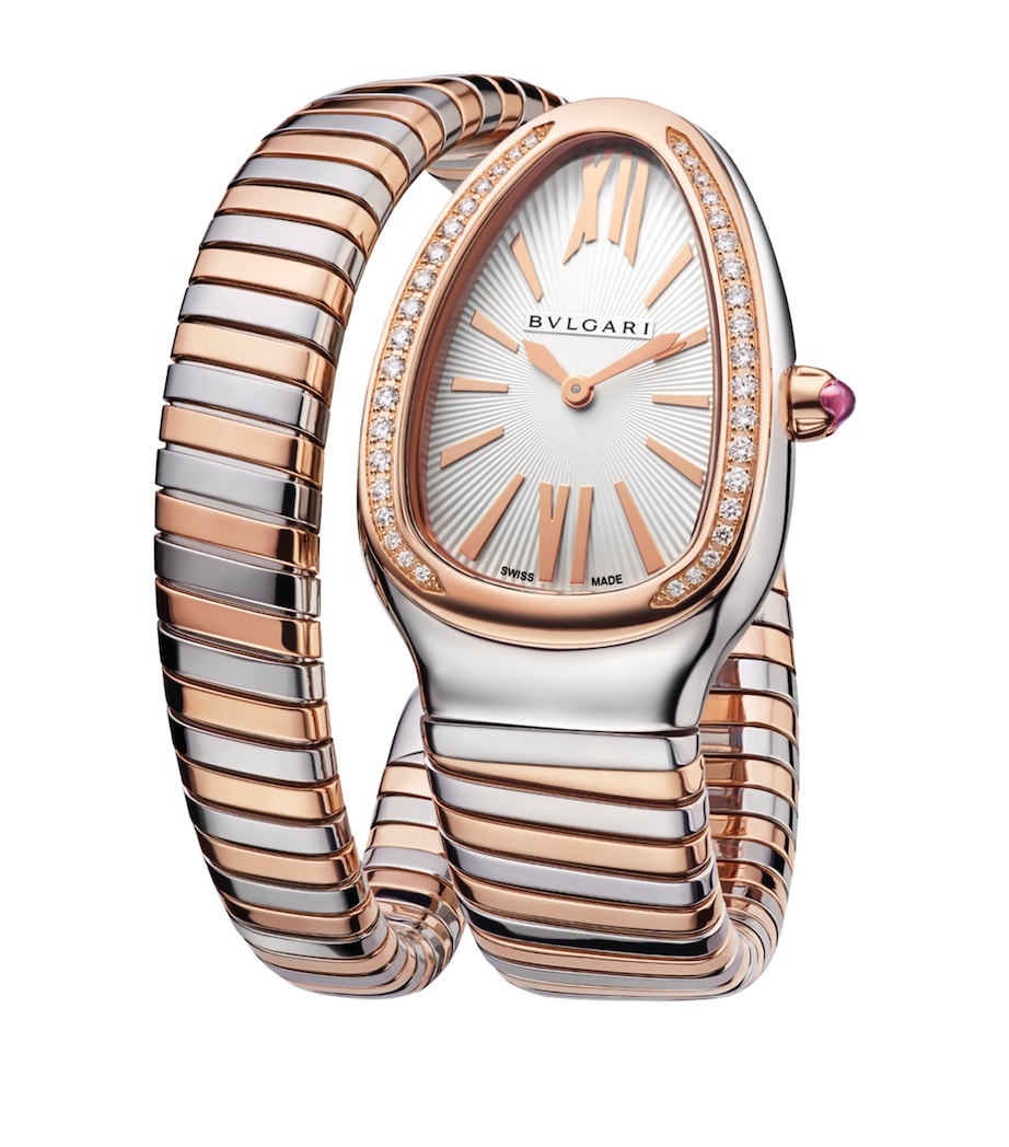 Rose Gold, Stainless Steel, Diamond and Rubellite Serpenti Tubogas Watch 35mm GREY Image 3