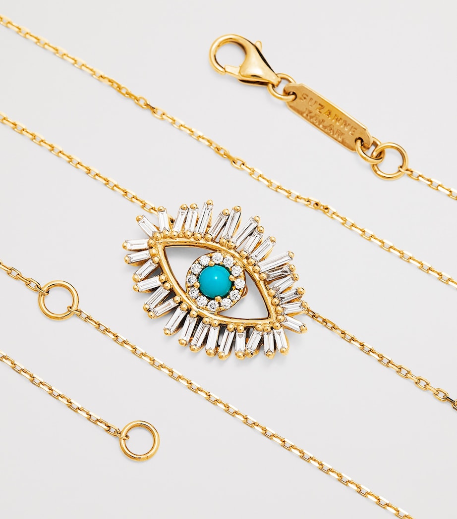 Suzanne Kalan Yellow Gold, Diamond and Turquoise Midi Evil Eye Pendant Necklace Yg/turq Image 5