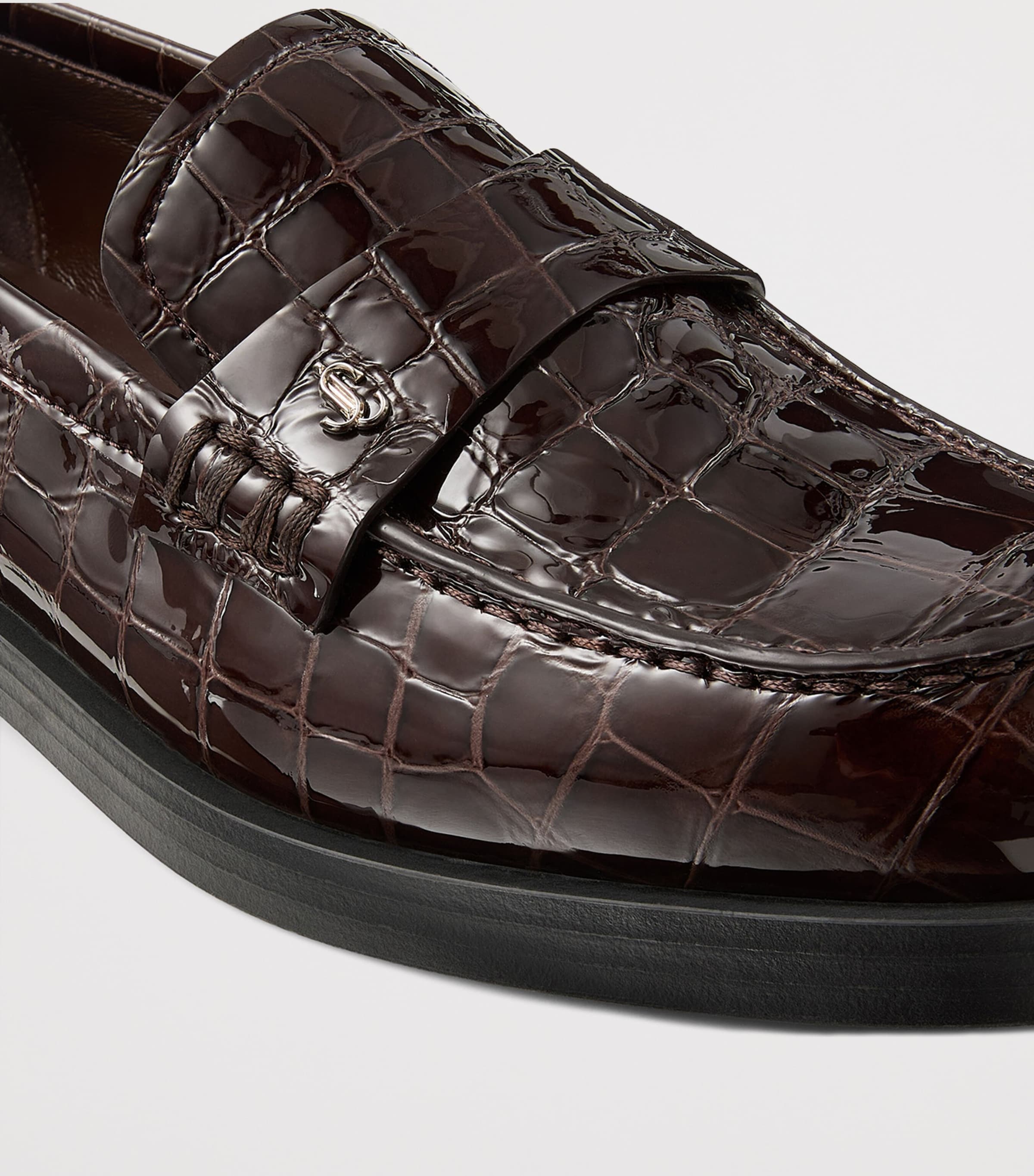 Jimmy Choo Brown Ivy Croc-Embossed Leather Loafers | Harrods US