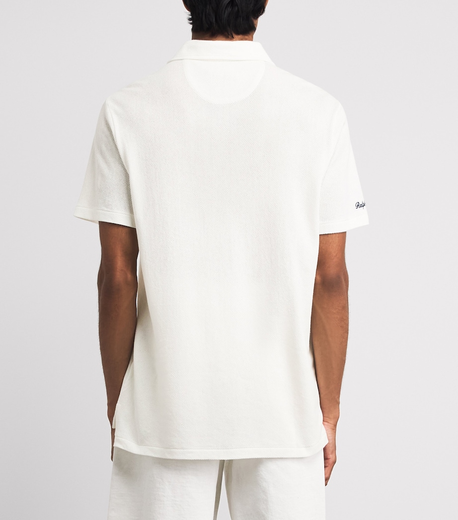 Polo Ralph Lauren Mens x Wimbledon Cotton Mesh Polo Shirt Deckwash White Image 5