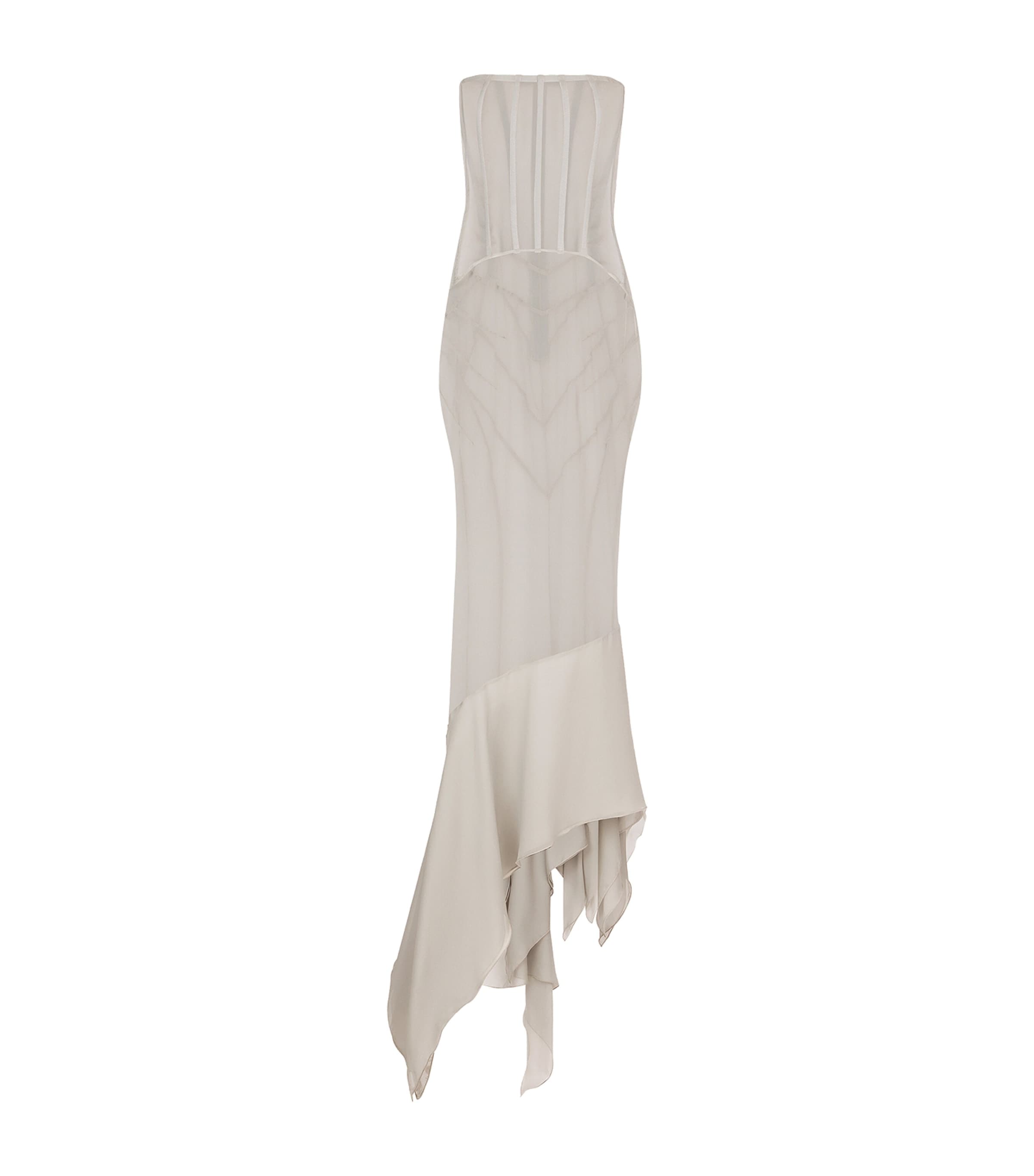 Dolce&Gabbana Womens KIM DOLCE&GABBANA Silk Semi-Sheer Maxi Dress Grey Beige Image 1