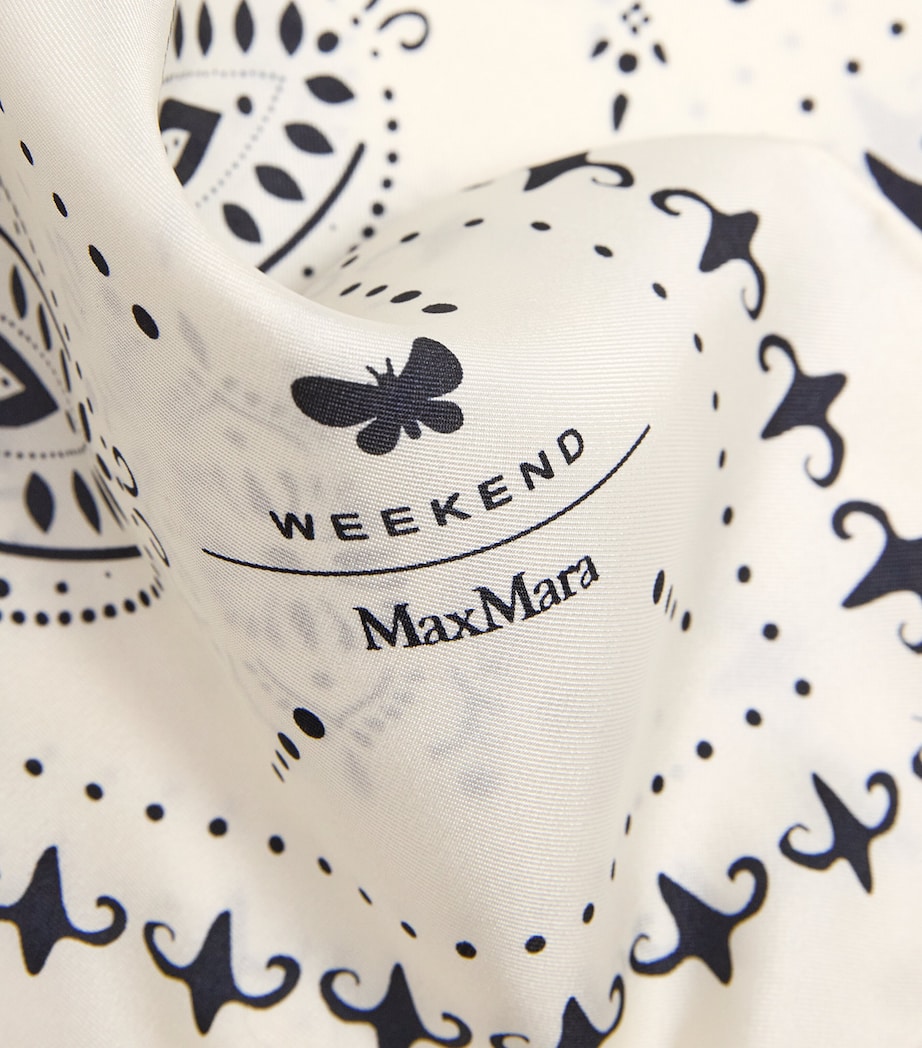 Silk Bandana Print Square Scarf IVORY Image 4