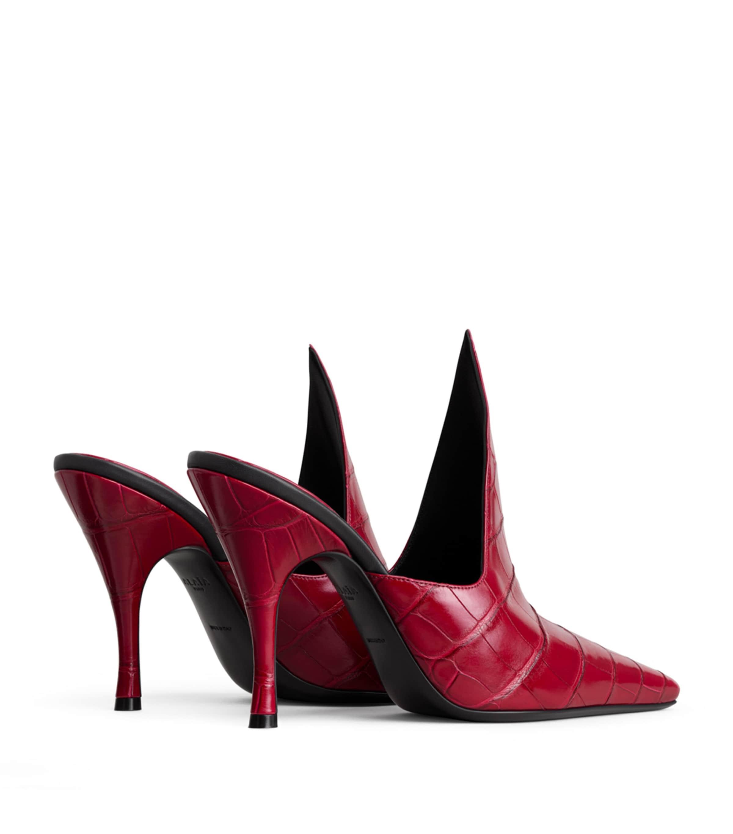 Alaïa Croc-Effect Pointy Mules100 Cherry Image 3
