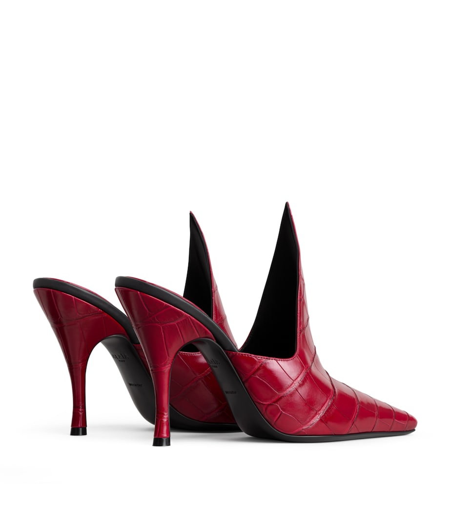 Alaïa Croc-Effect Pointy Mules100 Cherry Image 3