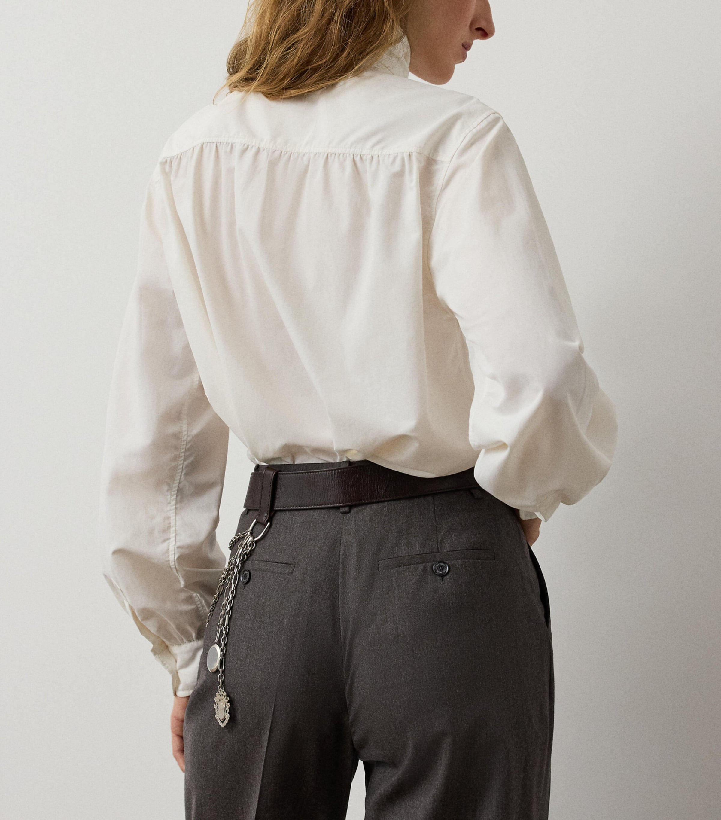 Ralph Lauren Collection Womens Poplin Tie-Neck Dara Blouse Cream Image 3