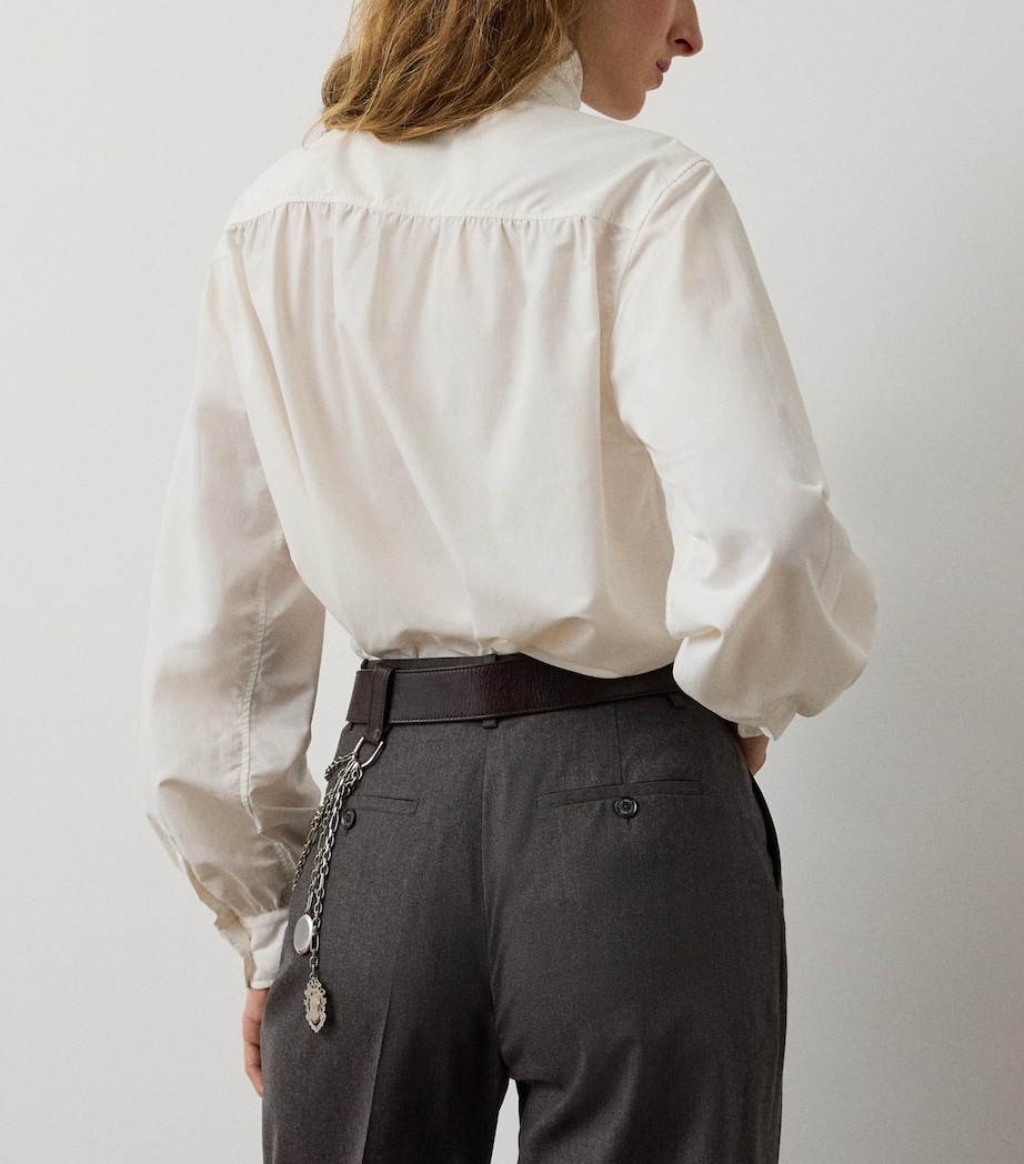 Ralph Lauren Collection Womens Poplin Tie-Neck Dara Blouse Cream Image 3