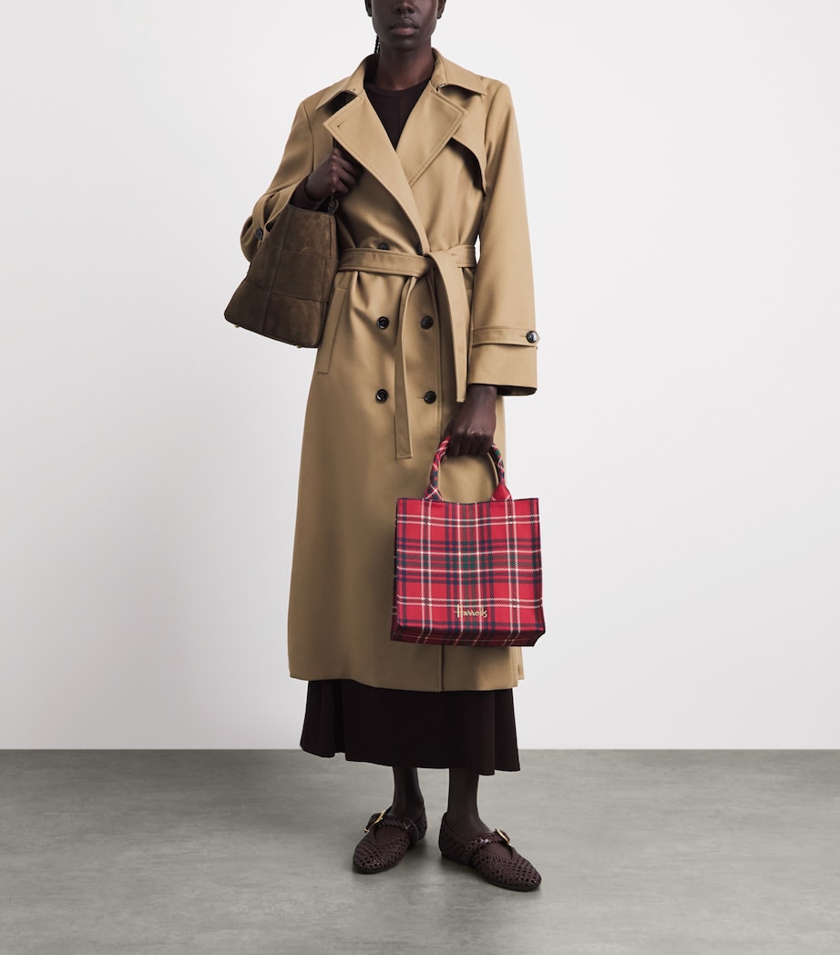 Harrods Small Tartan Tote Bag Red Image 2