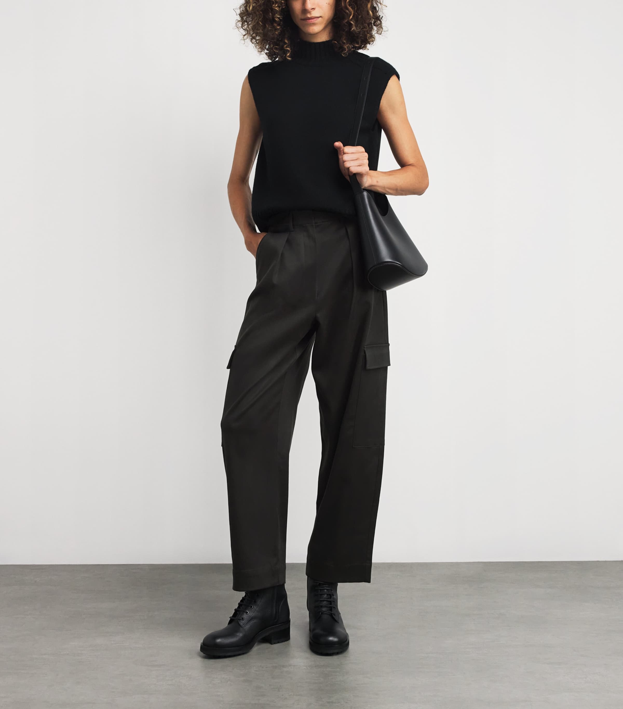 Wide-Leg Cargo Trousers GREEN Image 2