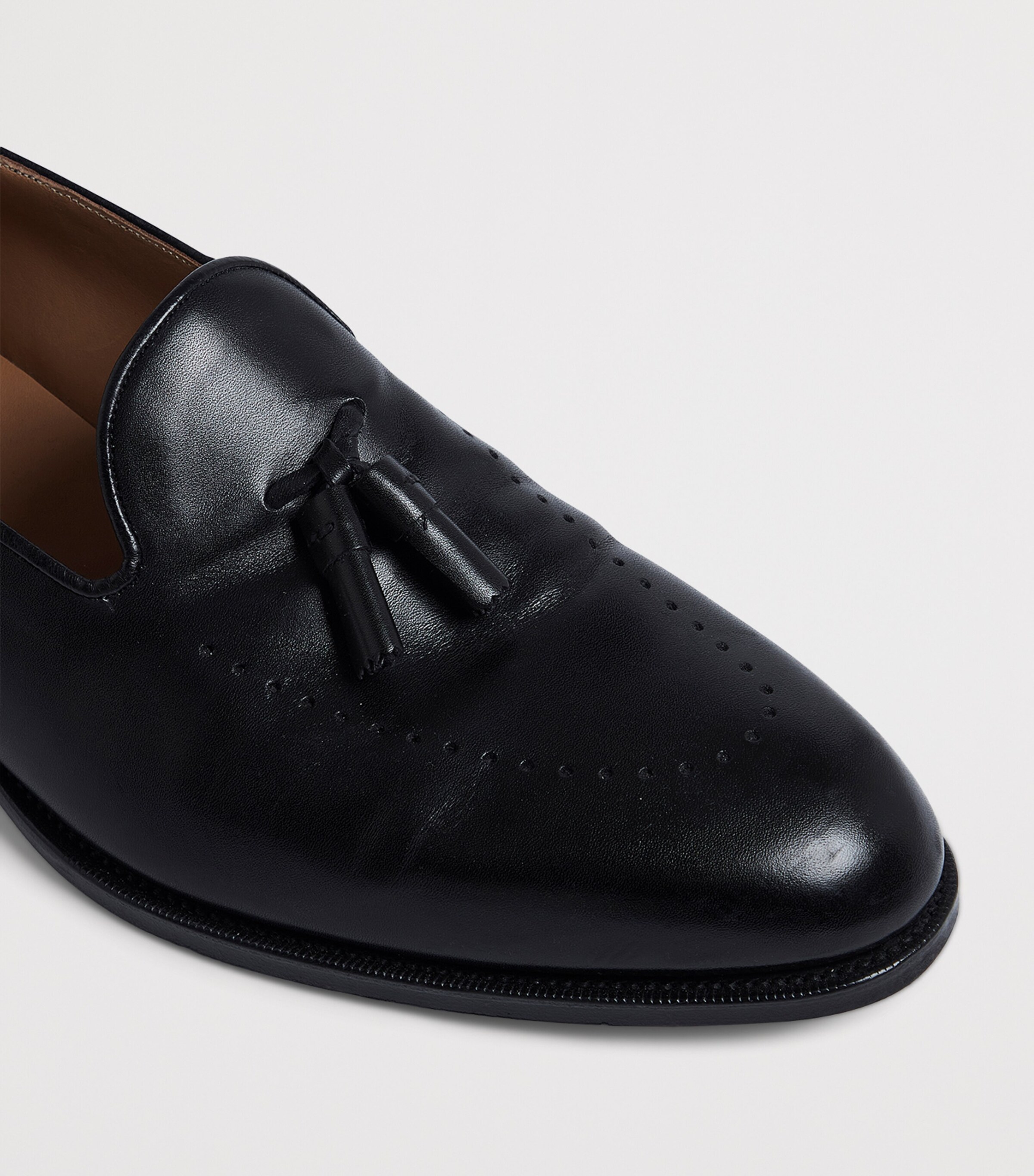 Calf Leather Tassel Loafers 001BLACK Image 7