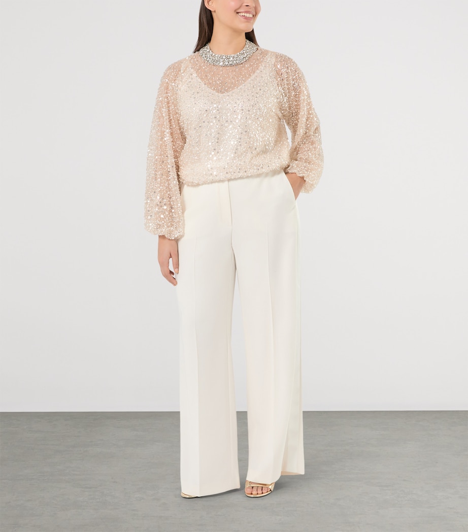 Marina Rinaldi Womens Sequin-Embellished Blouse Ivory Image 2