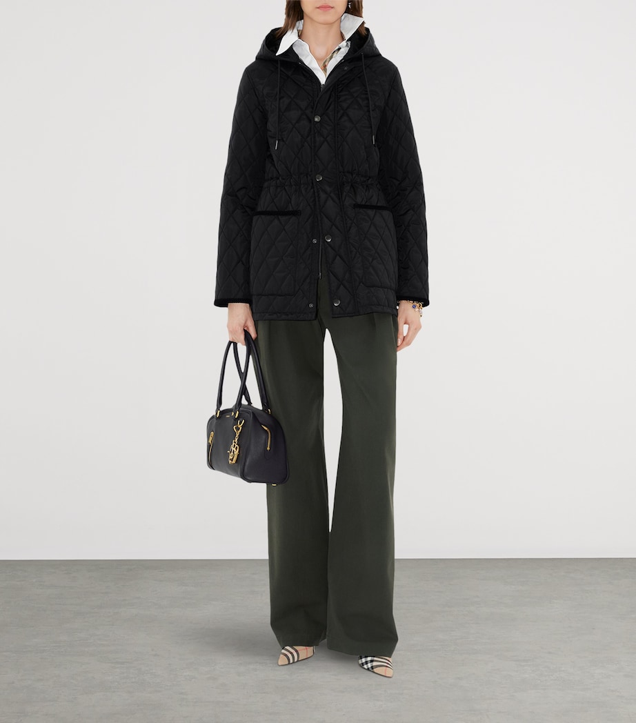 Nylon Quilted Parka BLACK/SAND IP CHECK Image 2