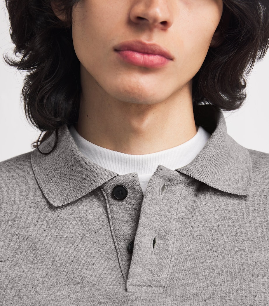 The Row Mens Ry Cotton Collared Sweater Grey Melange Image 5