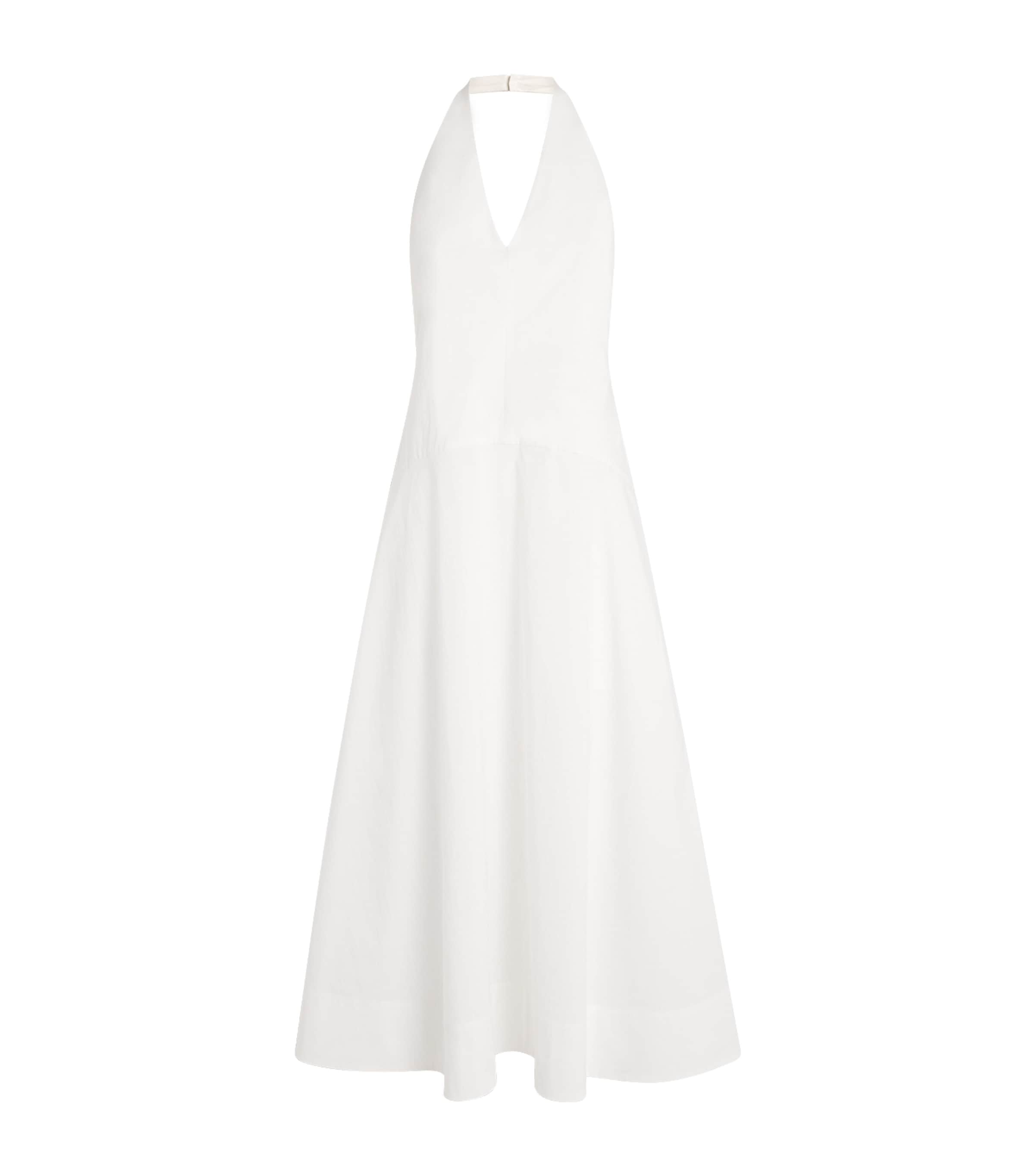 St Agni Cotton-blend Halterneck Midi Dress In White