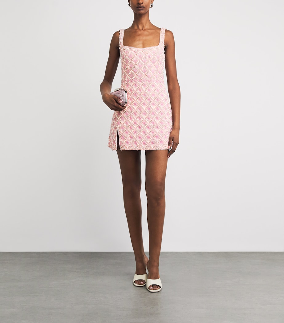 clio peppiatt dress pink Mar crystal-embellished beaded tulle mini dress - pink