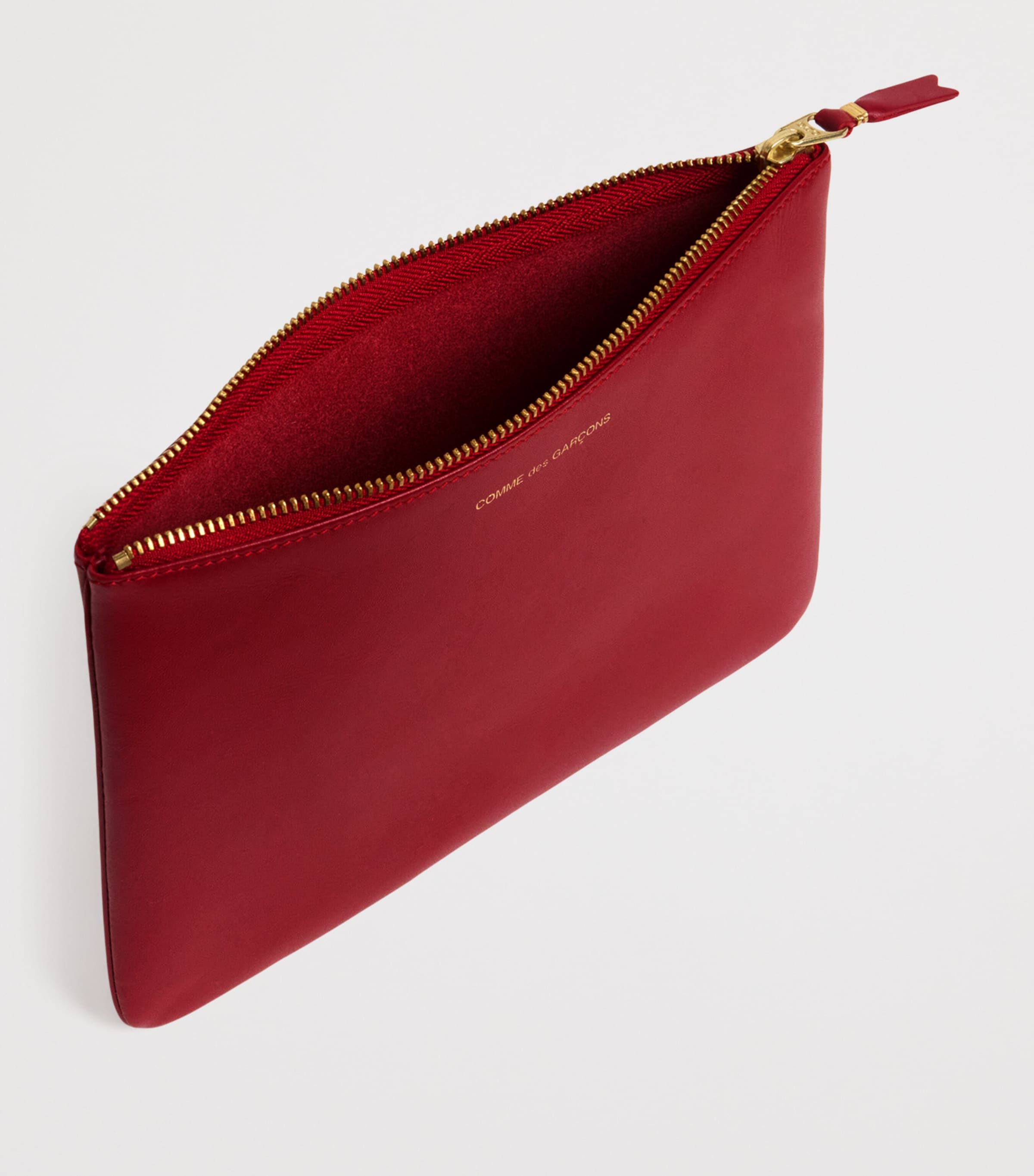 Large Leather Zipped Pouch RED Image 3
