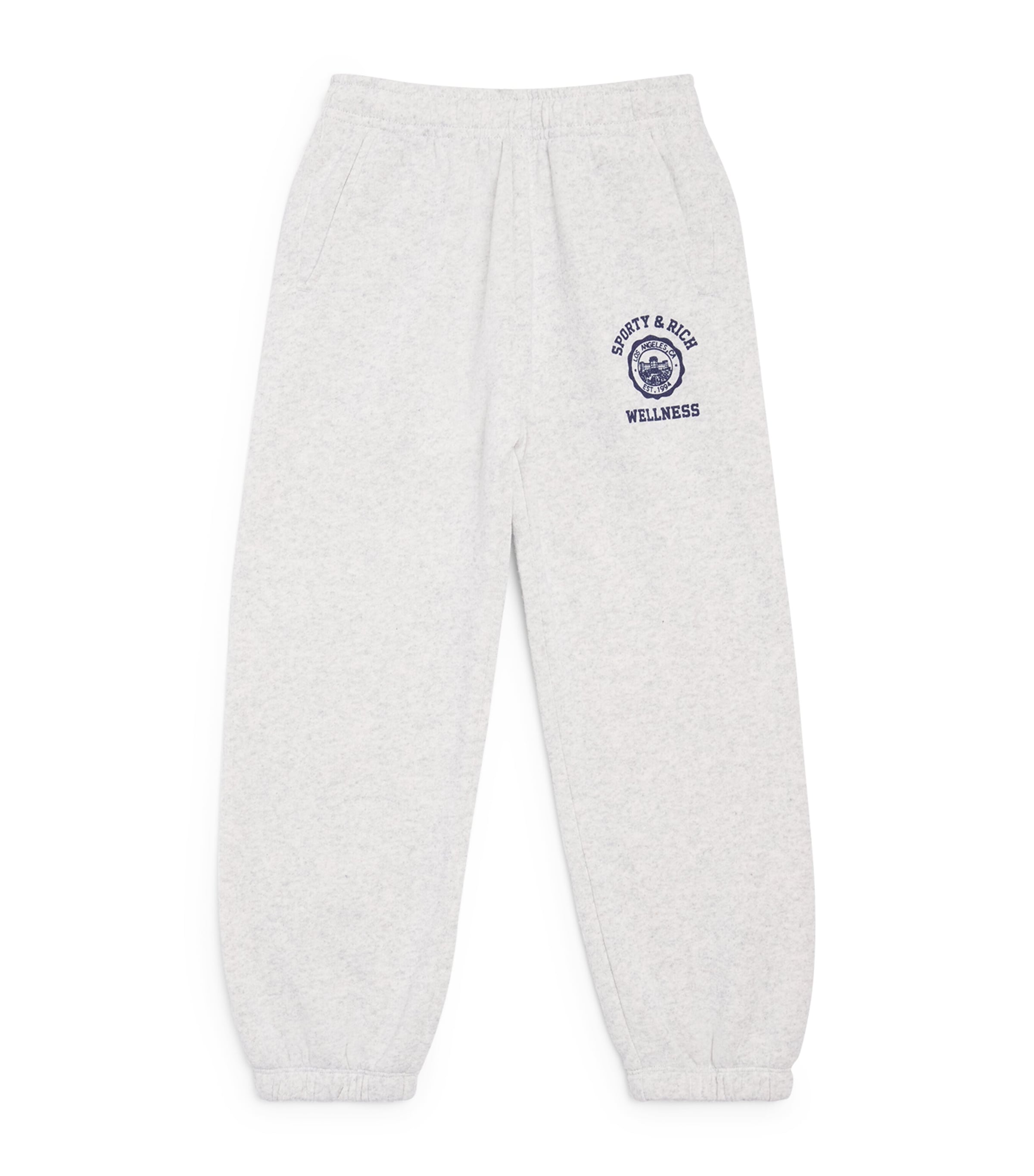 Shop Sporty And Rich Cotton-blend Emblem Sweatpants In Grey