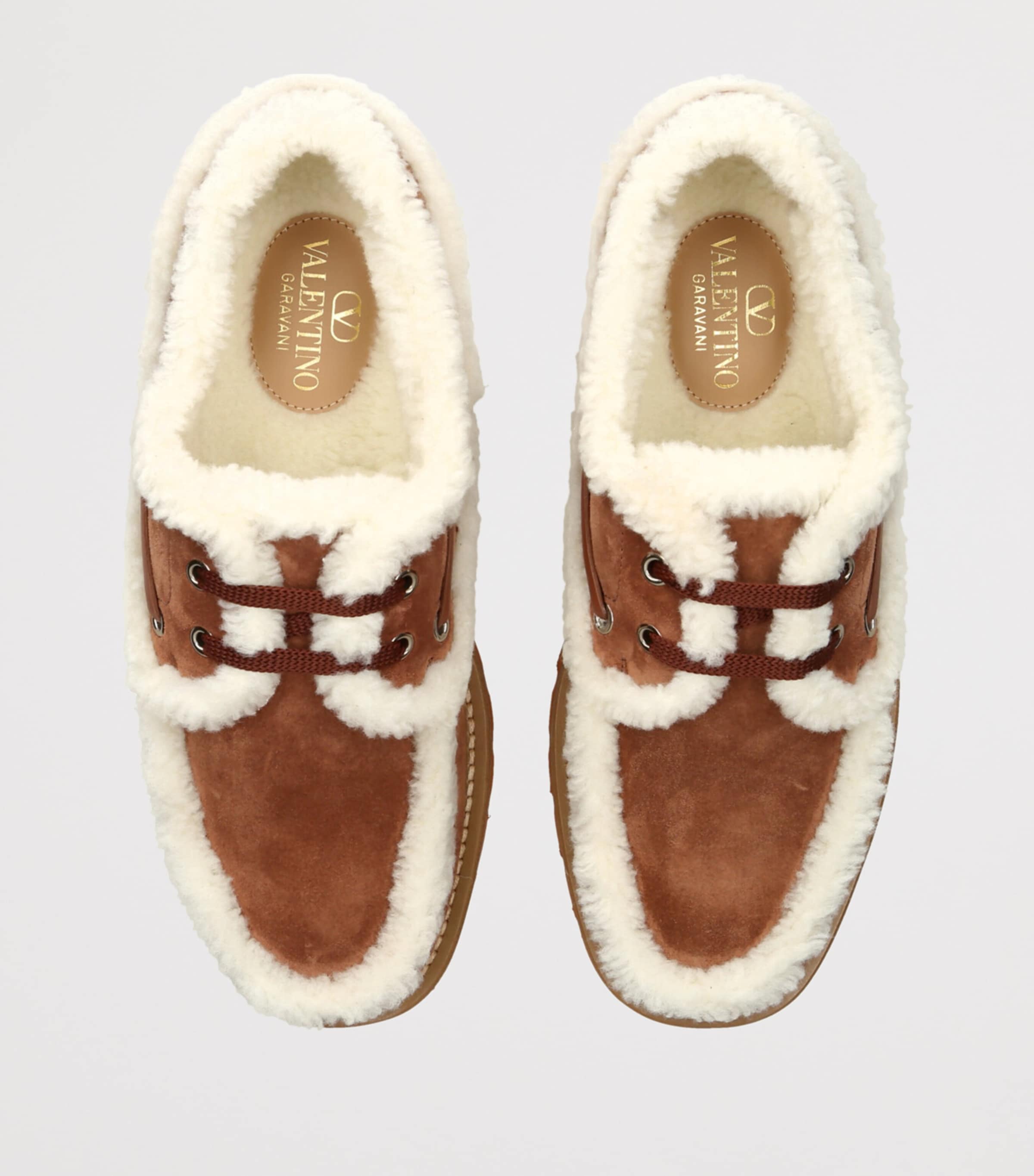 8336. VALENTINO GARAVANI ハラコ フラットシューズ Valentino Garavani Brown Suede Palm Avenue Boat Shoes | Harrods US