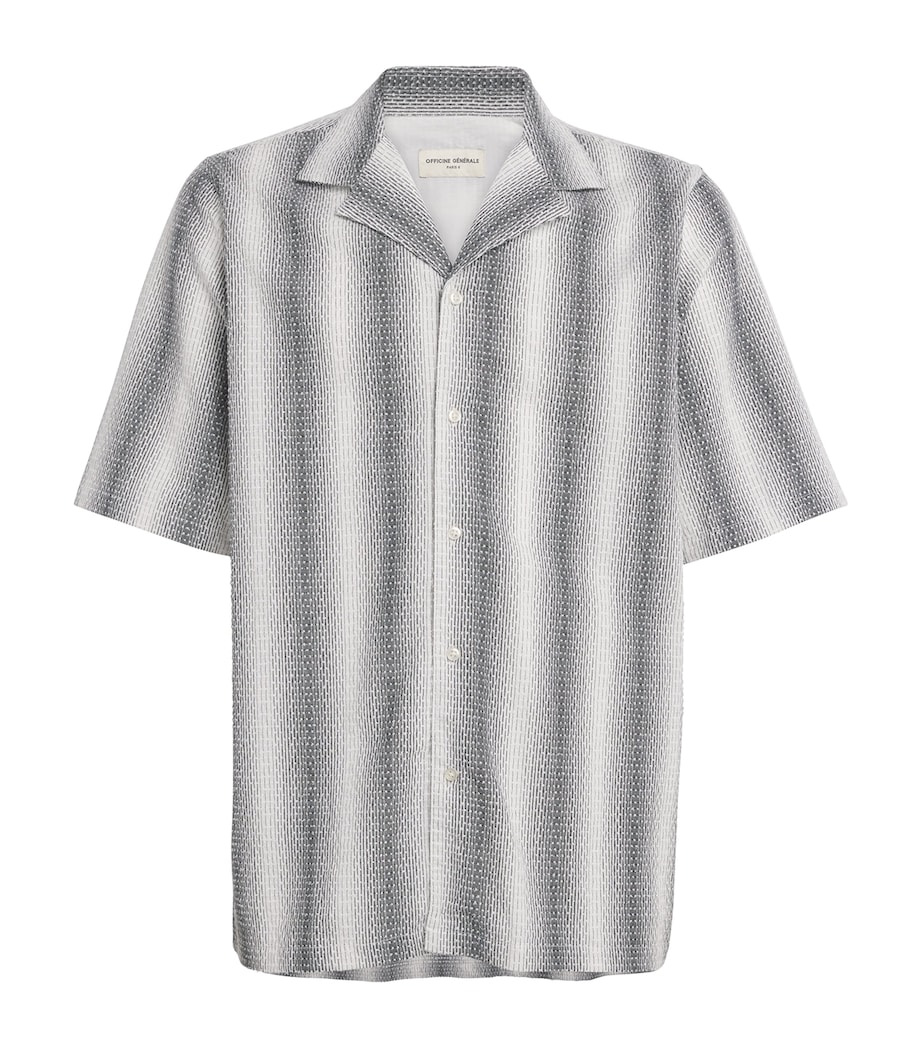 Officine Generale Mens Seersucker Eren Shirt Midgrey/white Image 1