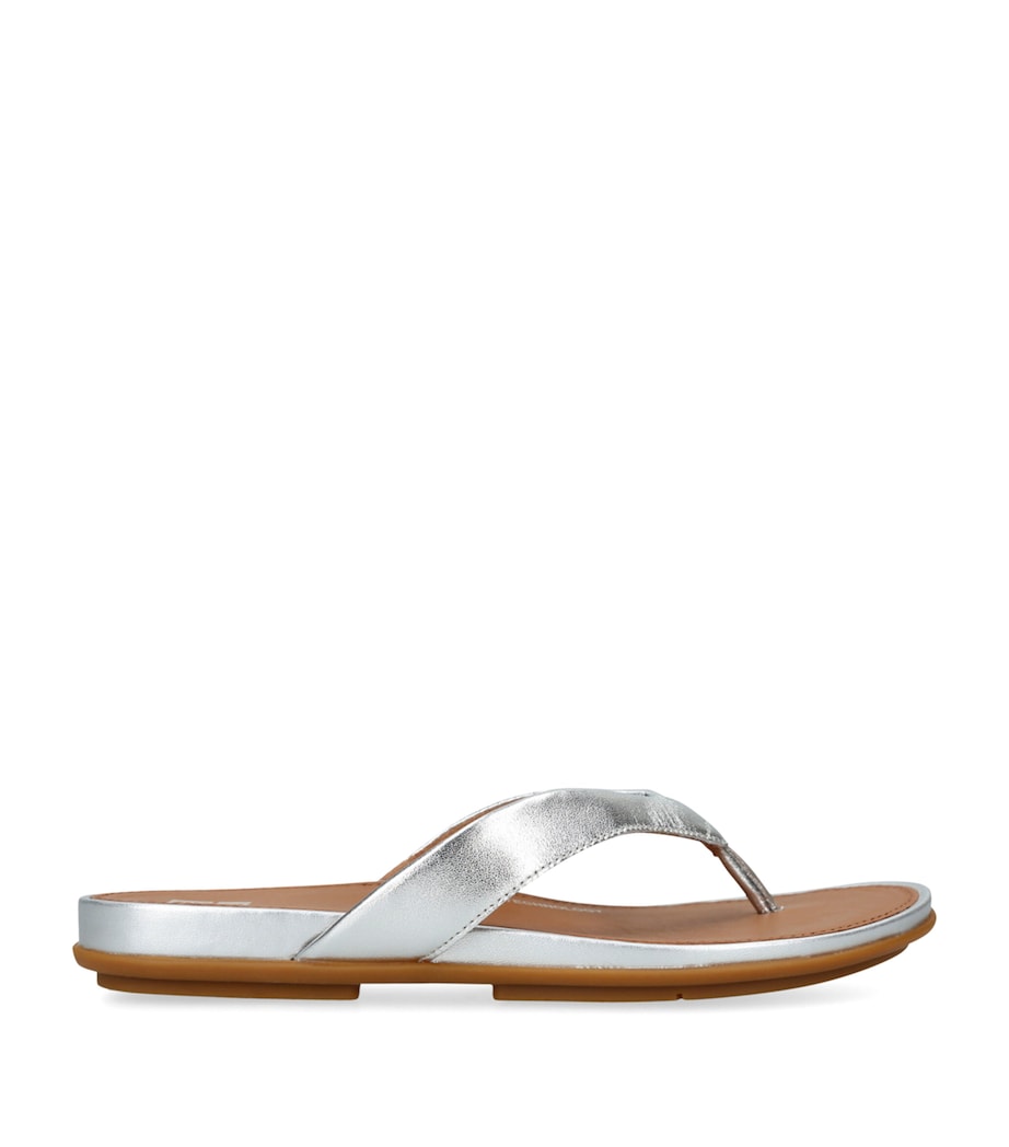 Leather Gracie Flip Flops SILVER Image 1