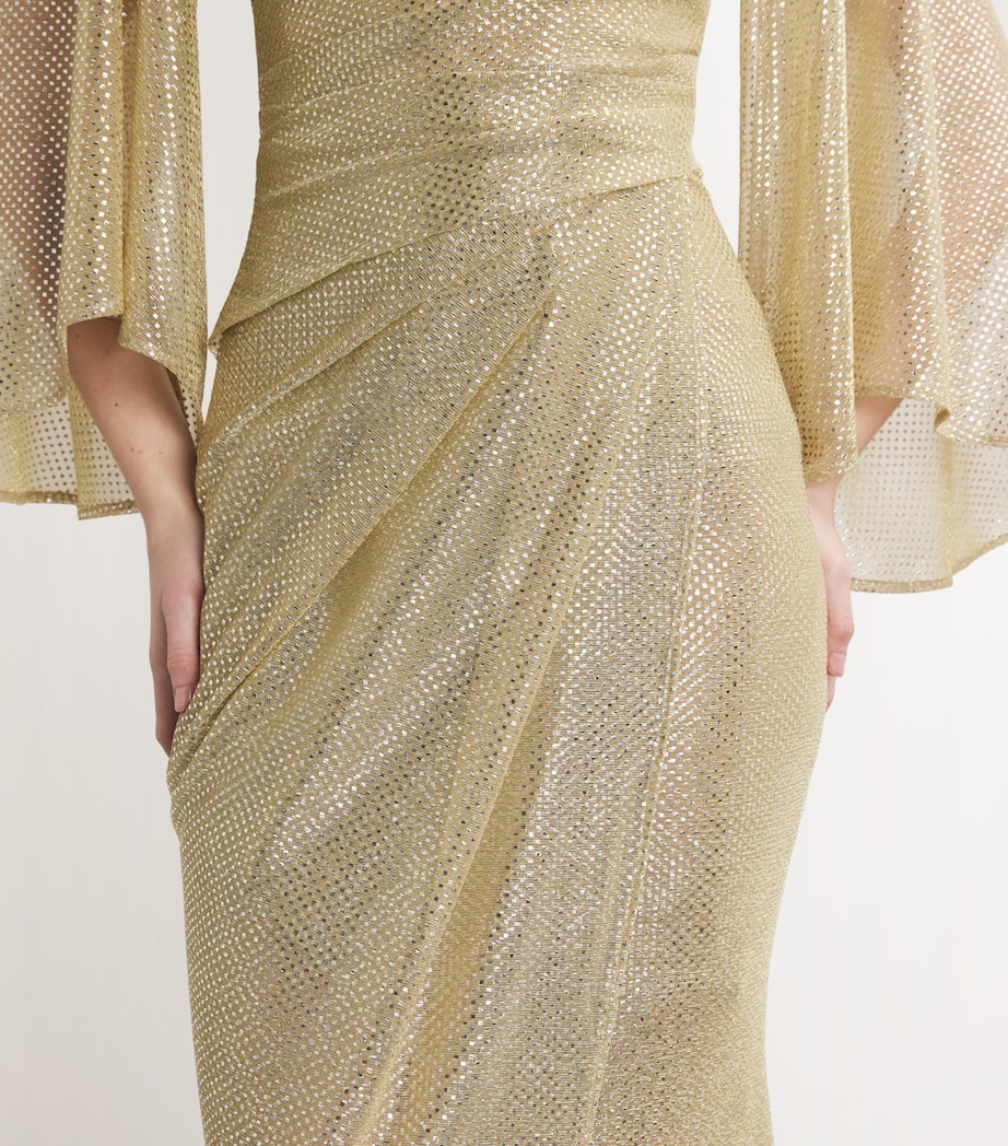 talbot runhof gold dress Talbot Runhof Gold Metallic Shimmer Gown