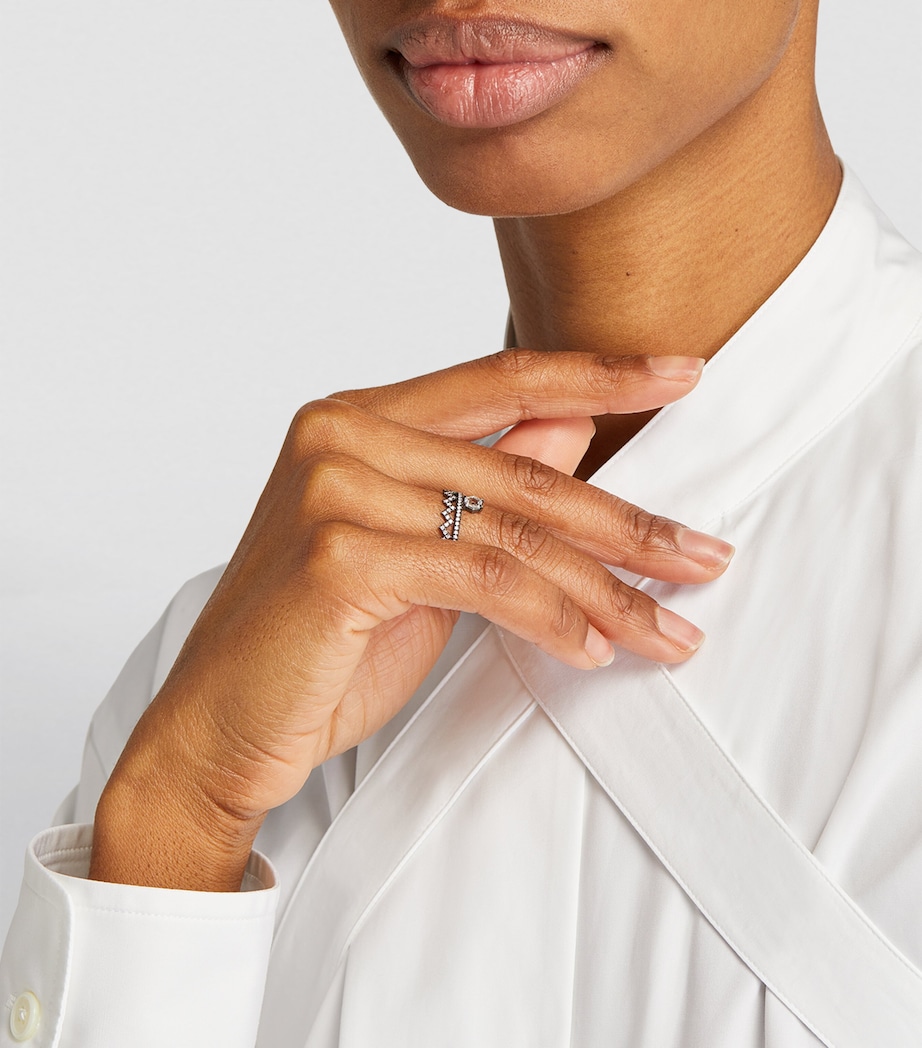 Blackened White Gold and Diamond Offset Hero Ring BLACK GOLD Image 4