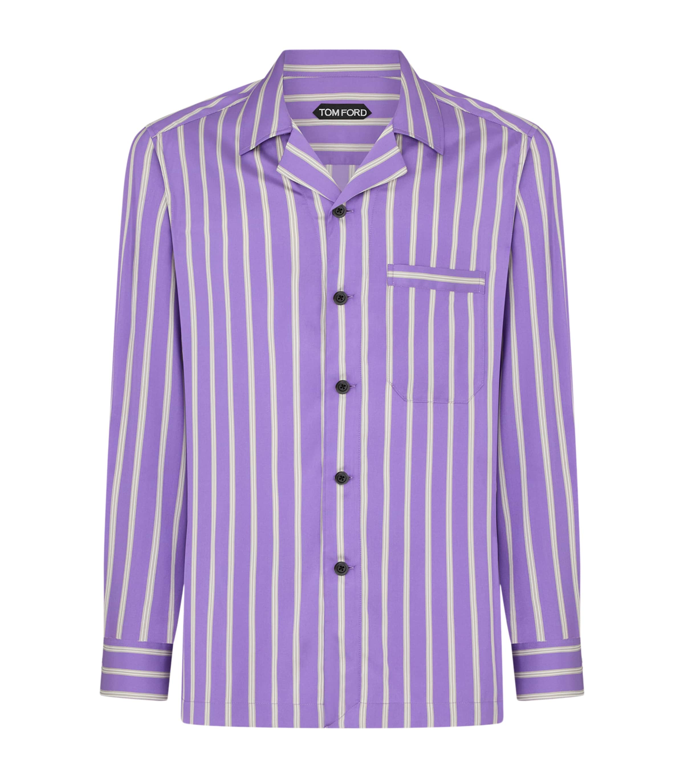 TOM FORD Mens Silk Stripe Shirt Rra Image 1