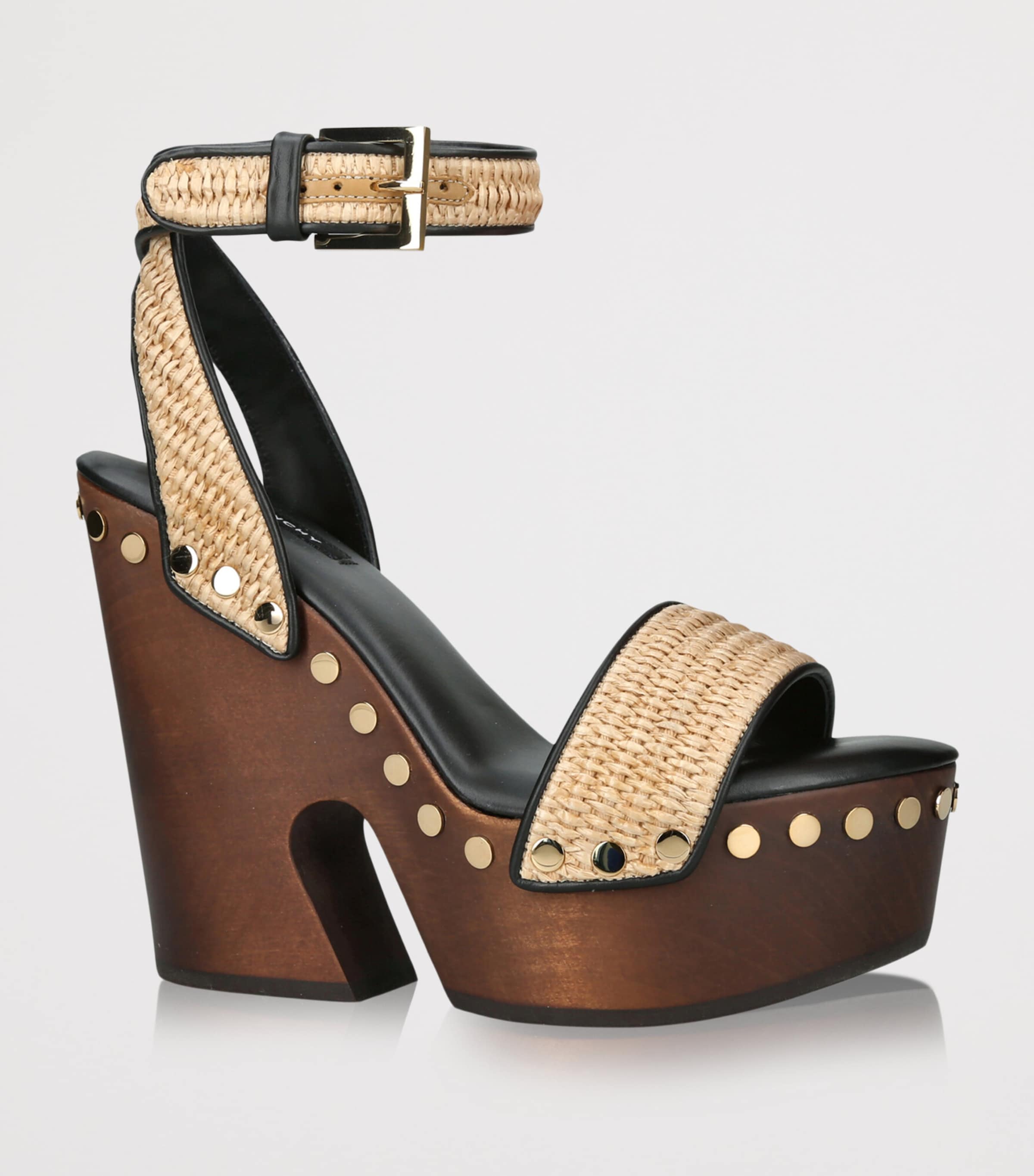Givenchy Raffia Platform Clog Sandals 95 In Sand