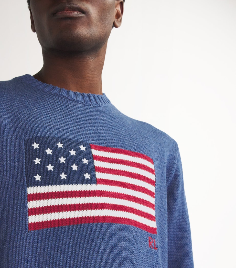 Polo Ralph Lauren Mens American Flag Sweater Blue Image 6