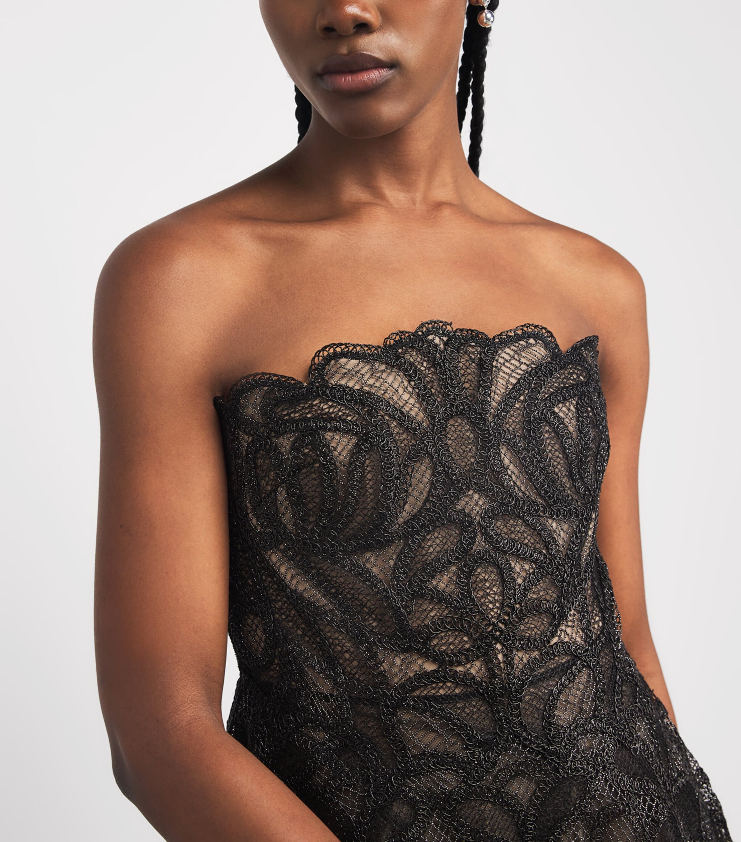 Simkhai Womens Lace Elvina Midi Dress Black Image 6