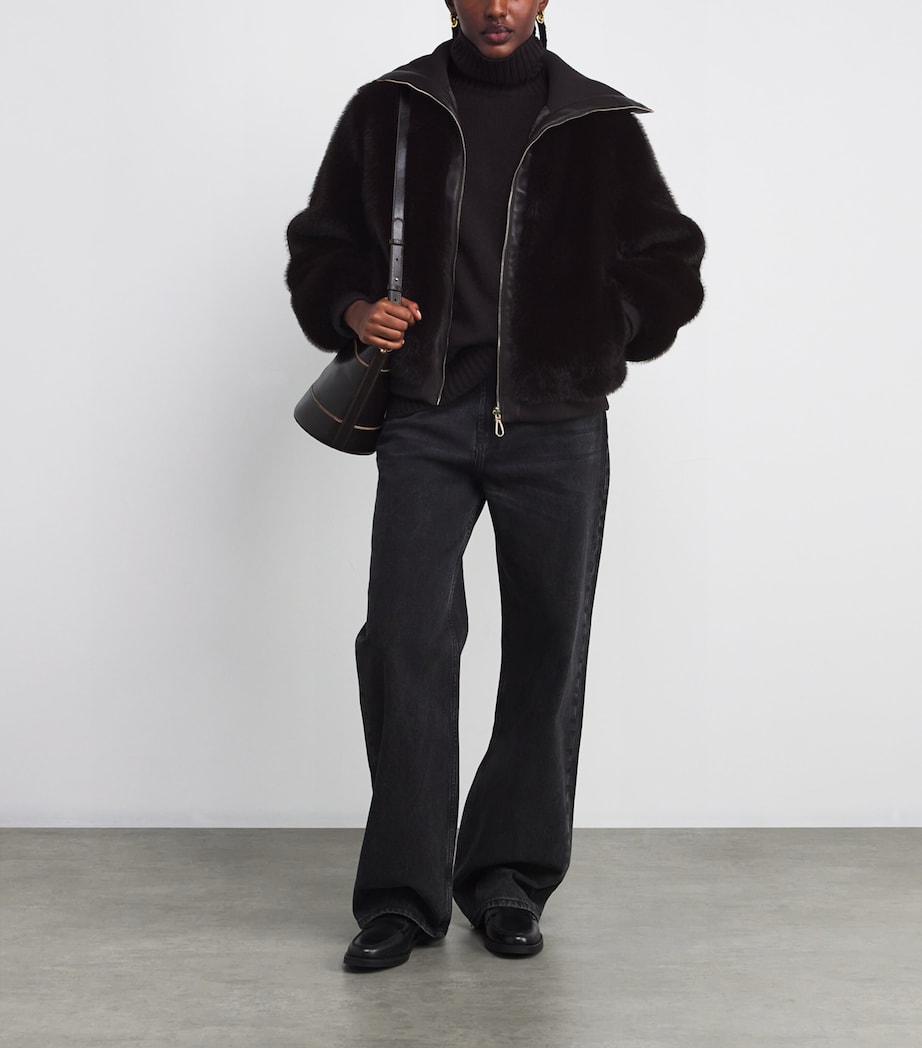 Faux Fur Cropped Jacket BROWN Image 2