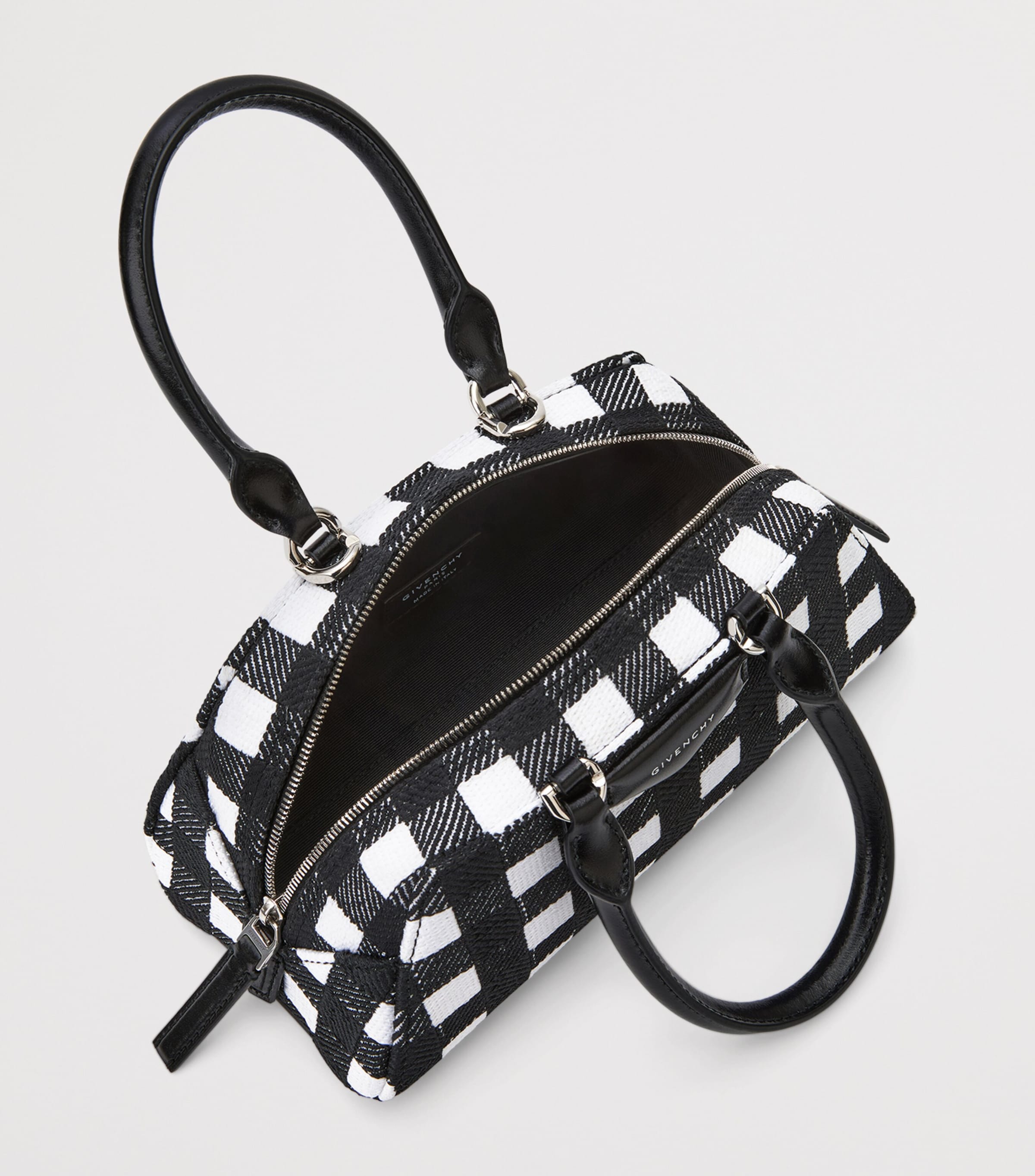 Givenchy Black Mini Check Antigona East-West Top-Handle Bag