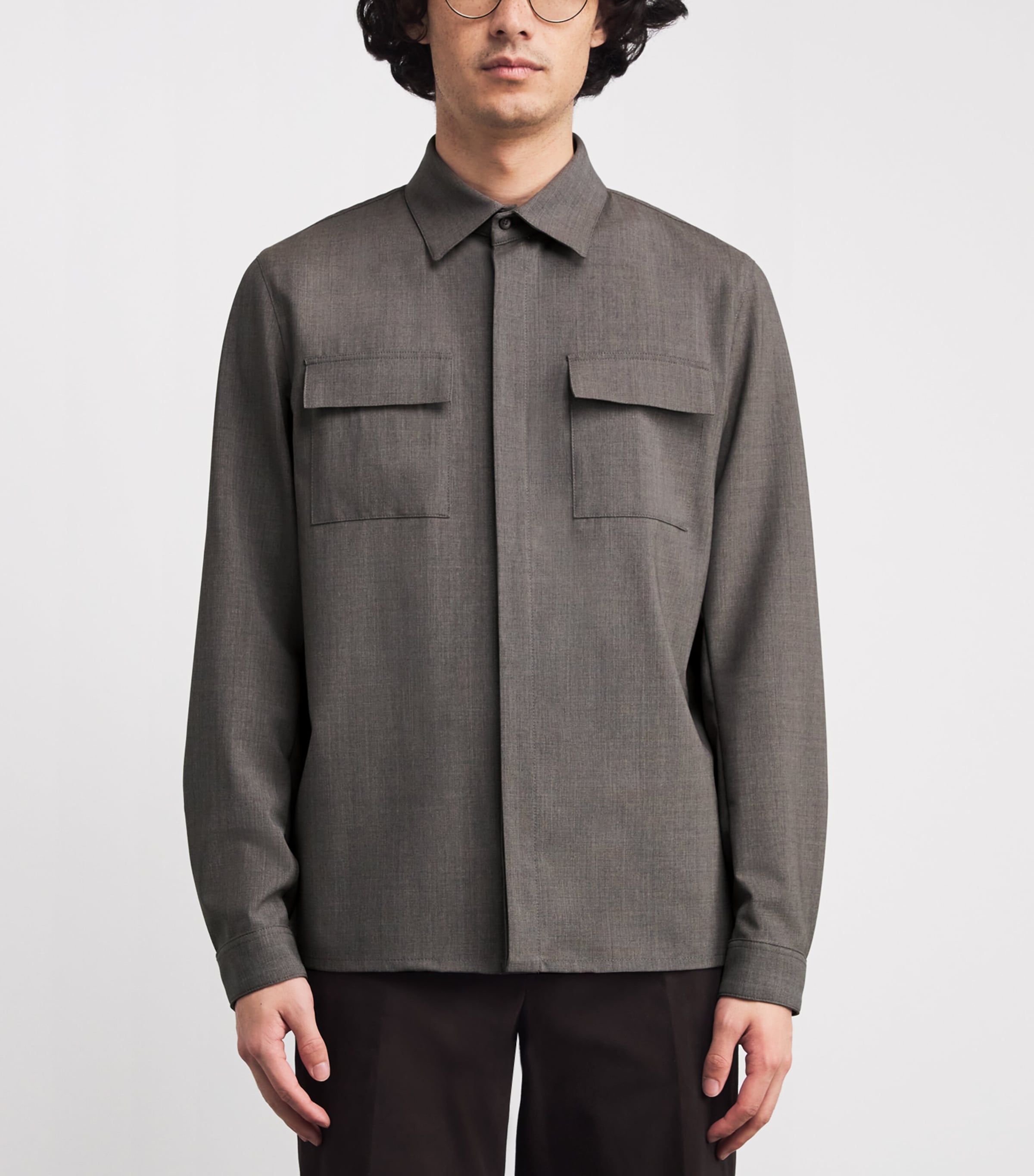 Stretch-Virgin Wool Shirt TAUPE 2600 Image 3
